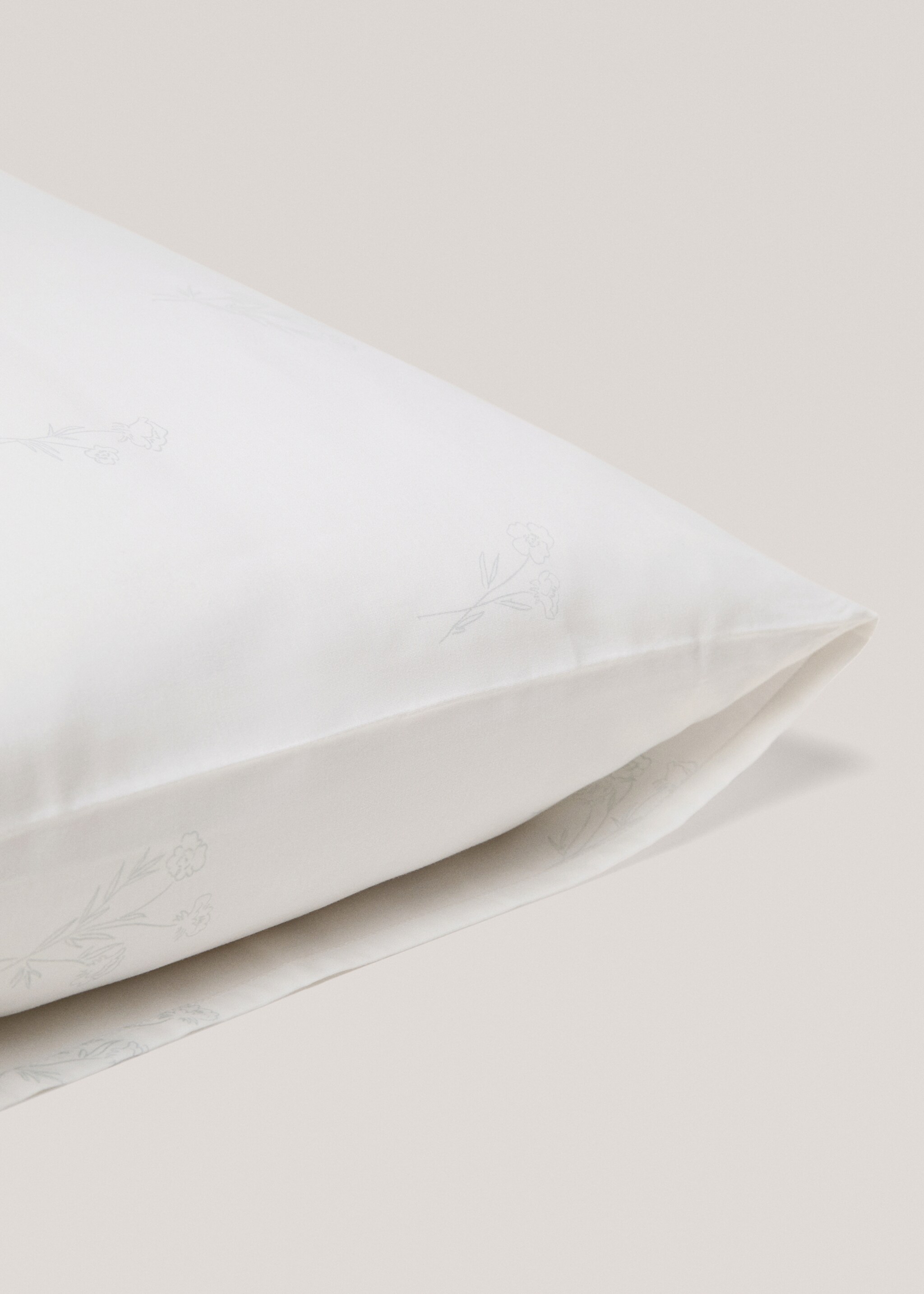 Floral pillow case 50x75cm - Details of the article 1, Aqua Green. Ref: 77050617-00.