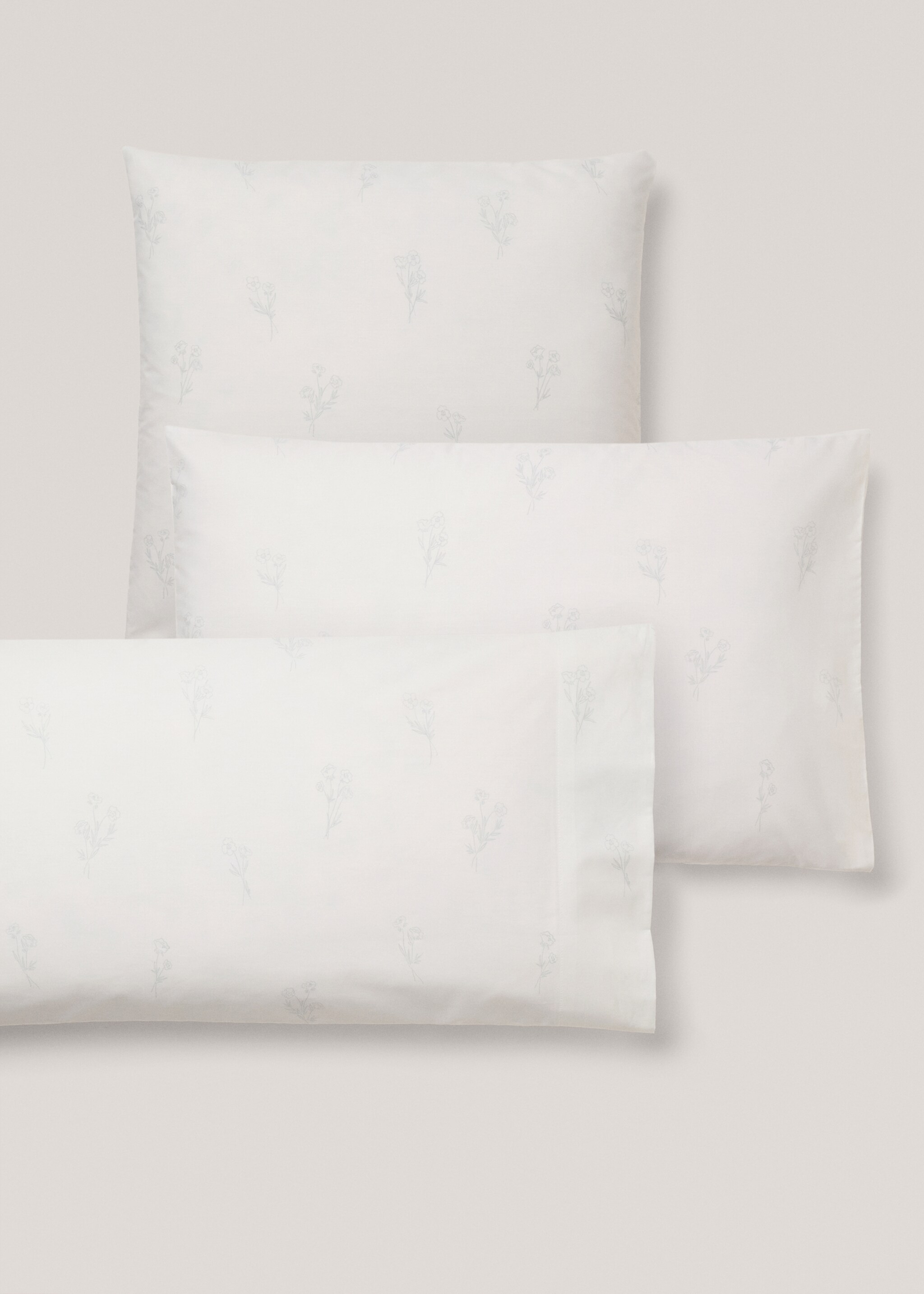 Floral pillow case 50x75cm - Details of the article 4, Aqua Green. Ref: 77050617-00.