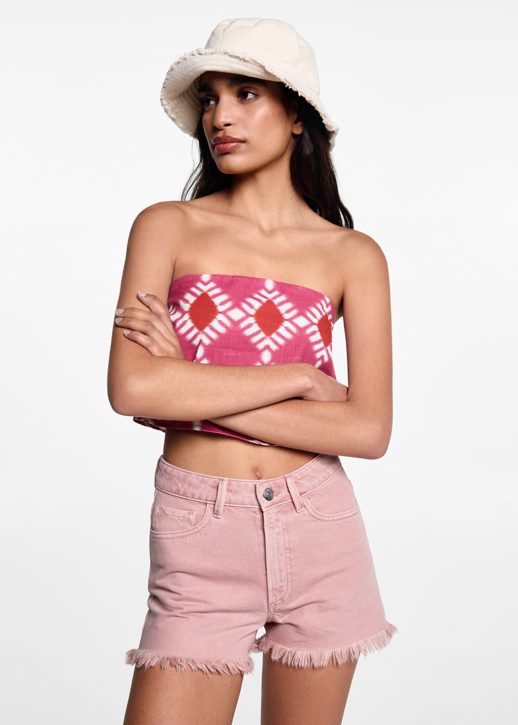 Frayed hem denim shorts - Medium plane