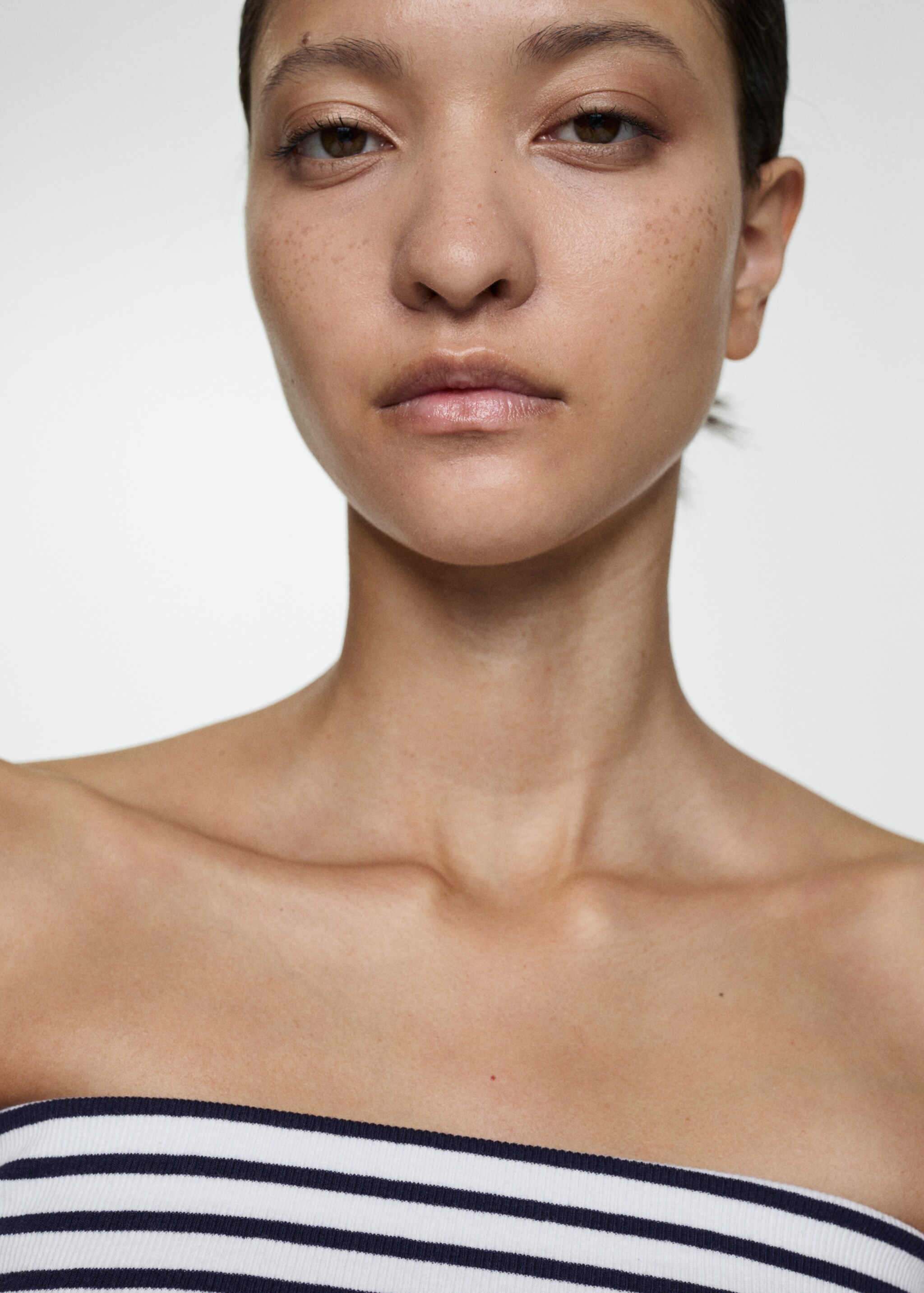 Cotton bandeau top - Details of the article 1, Dark Navy. Ref: 77050623-00.