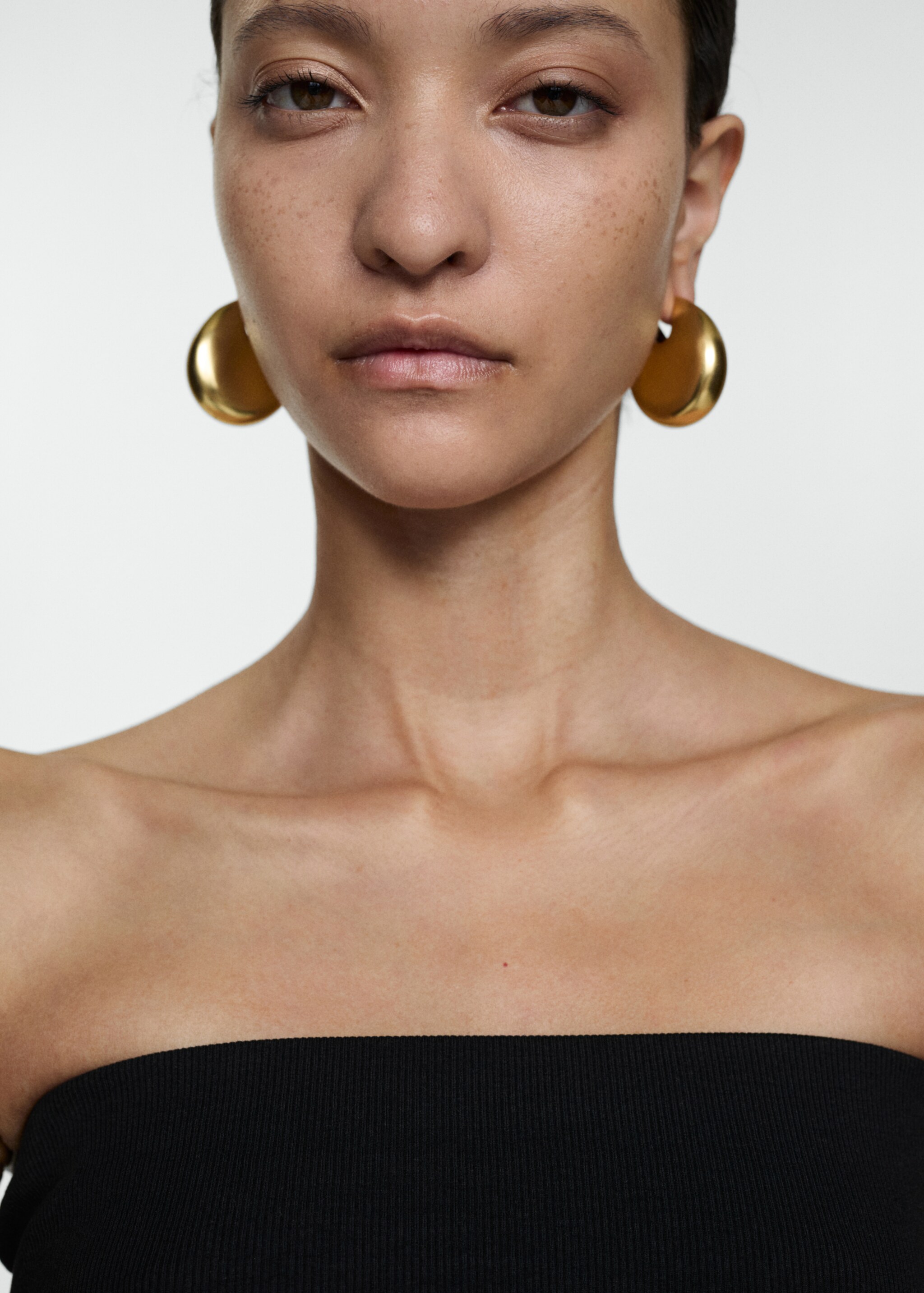 Cotton bandeau top - Details of the article 1, Black. Ref: 77050623-00.