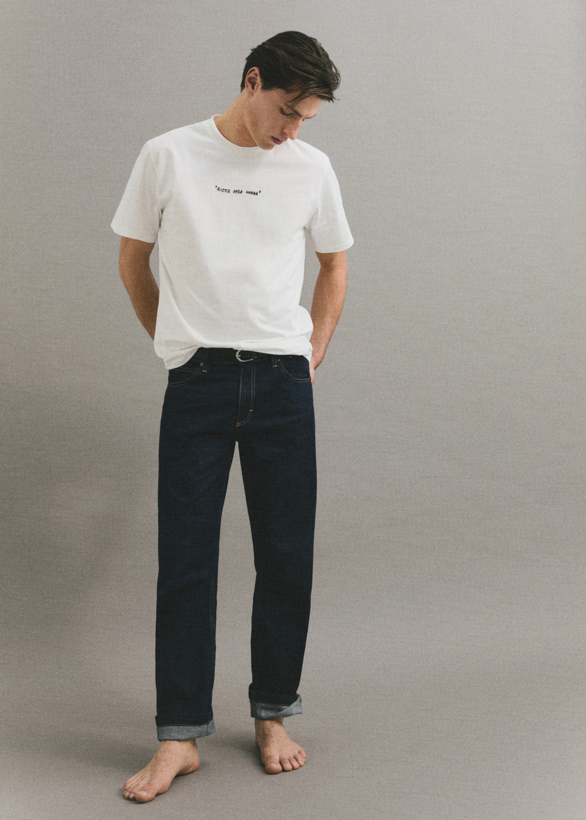 Regular fit printed cotton t-shirt - Details of the article 3, Off White. Ref: 77050642-00.