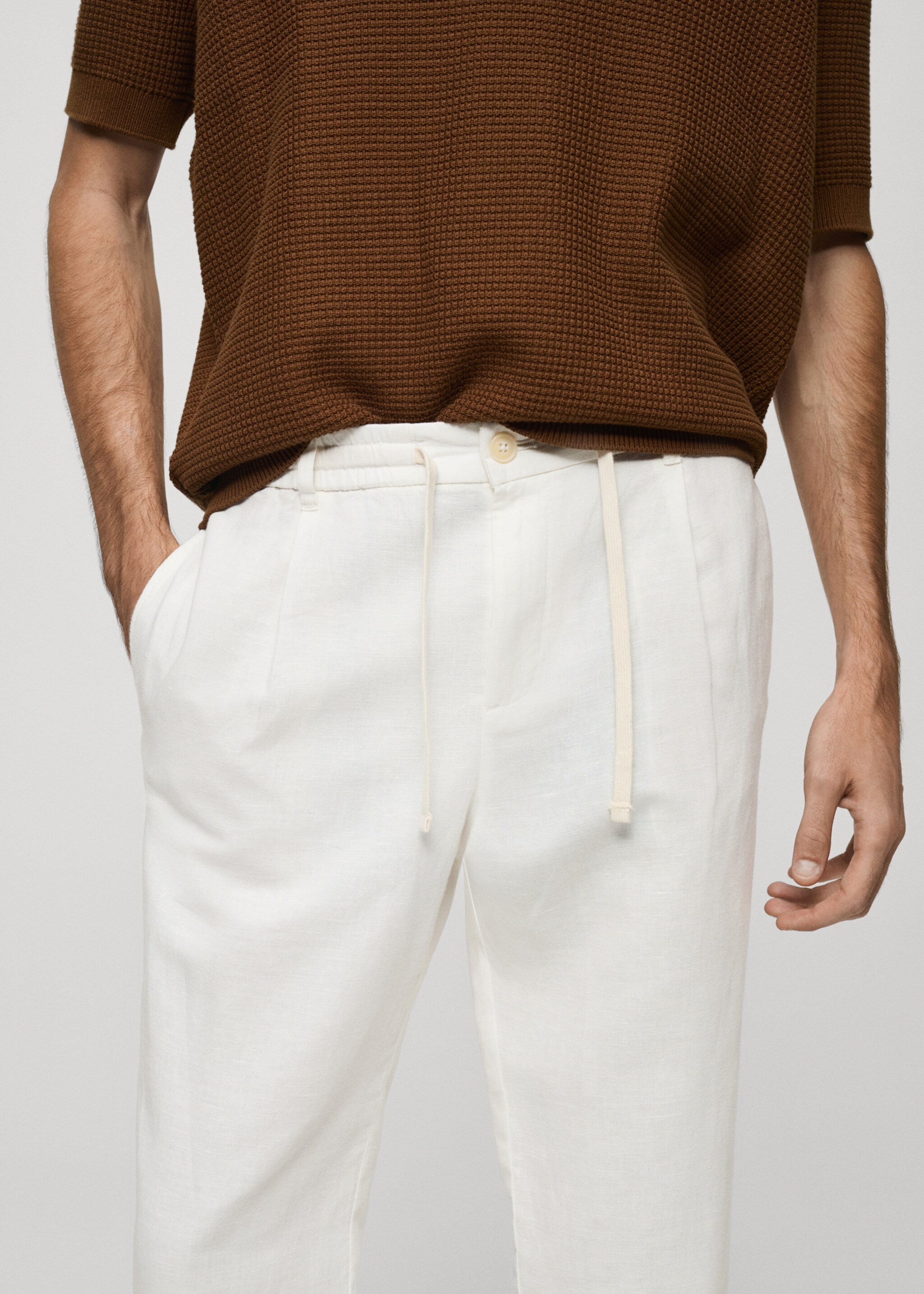 Pantalón slim fit lino cordón - Detalle del artículo 1