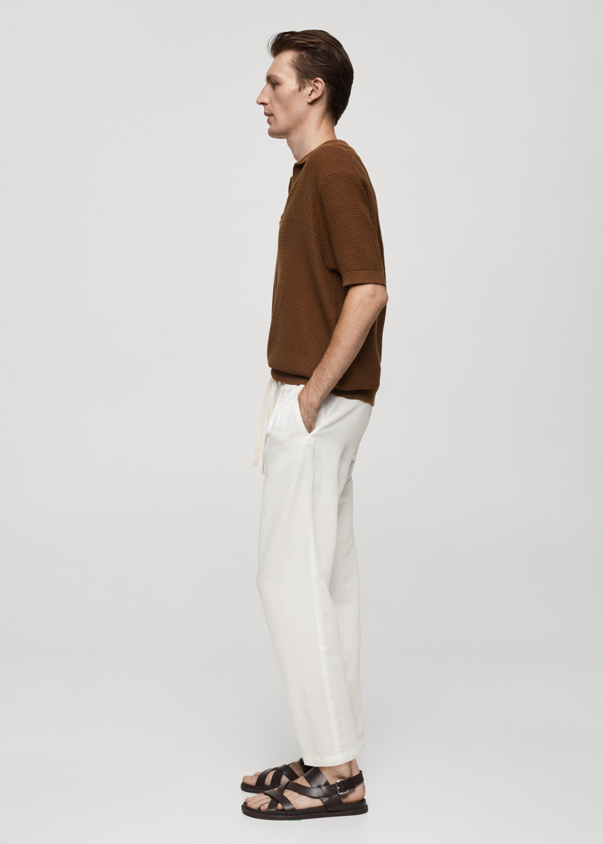 Pantalón slim fit lino cordón - Detalle del artículo 2