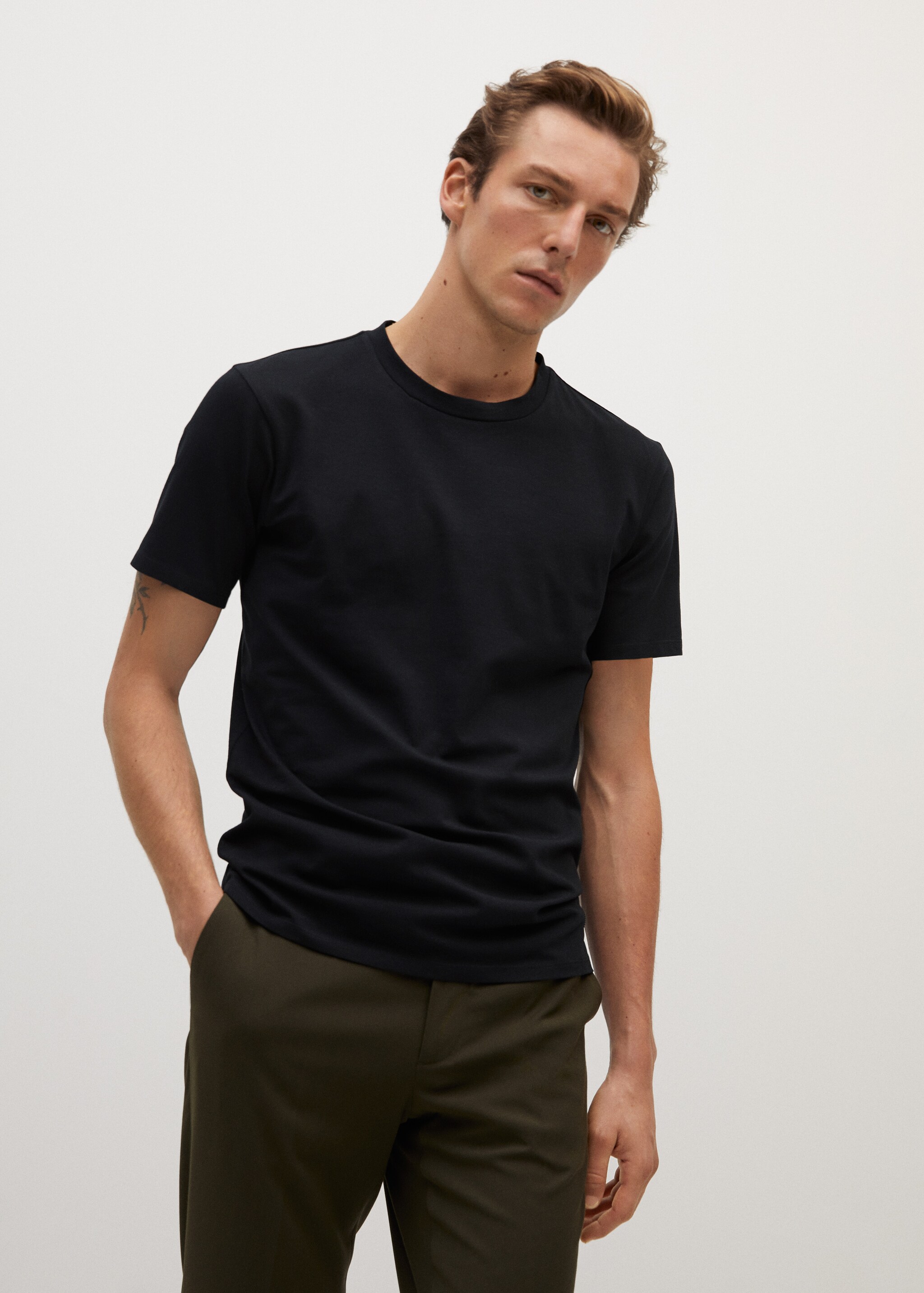 Stretch cotton T-shirt - Medium plane