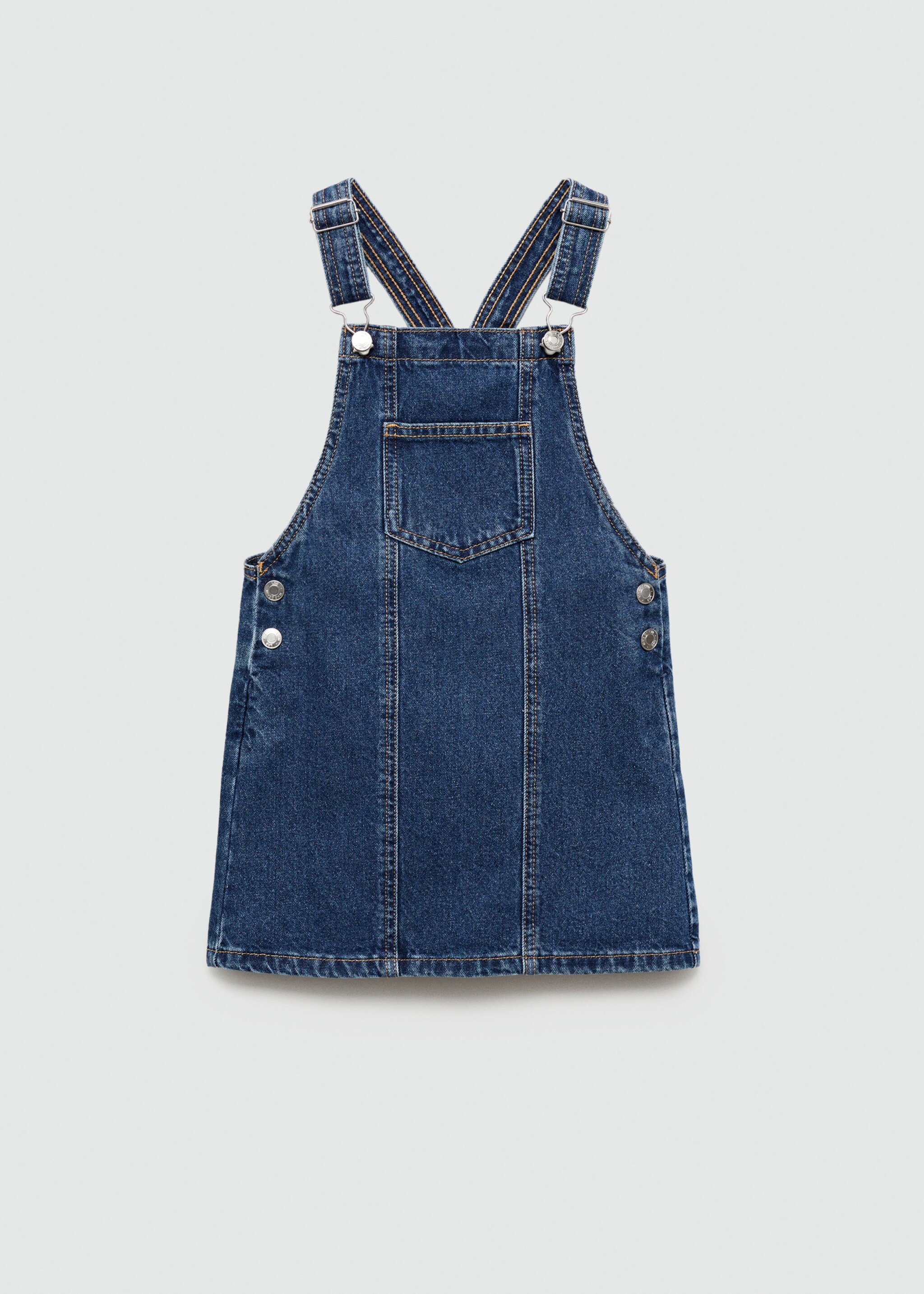 Short denim pinafore - Article without model, Medium Blue. Ref: 77051008-00.