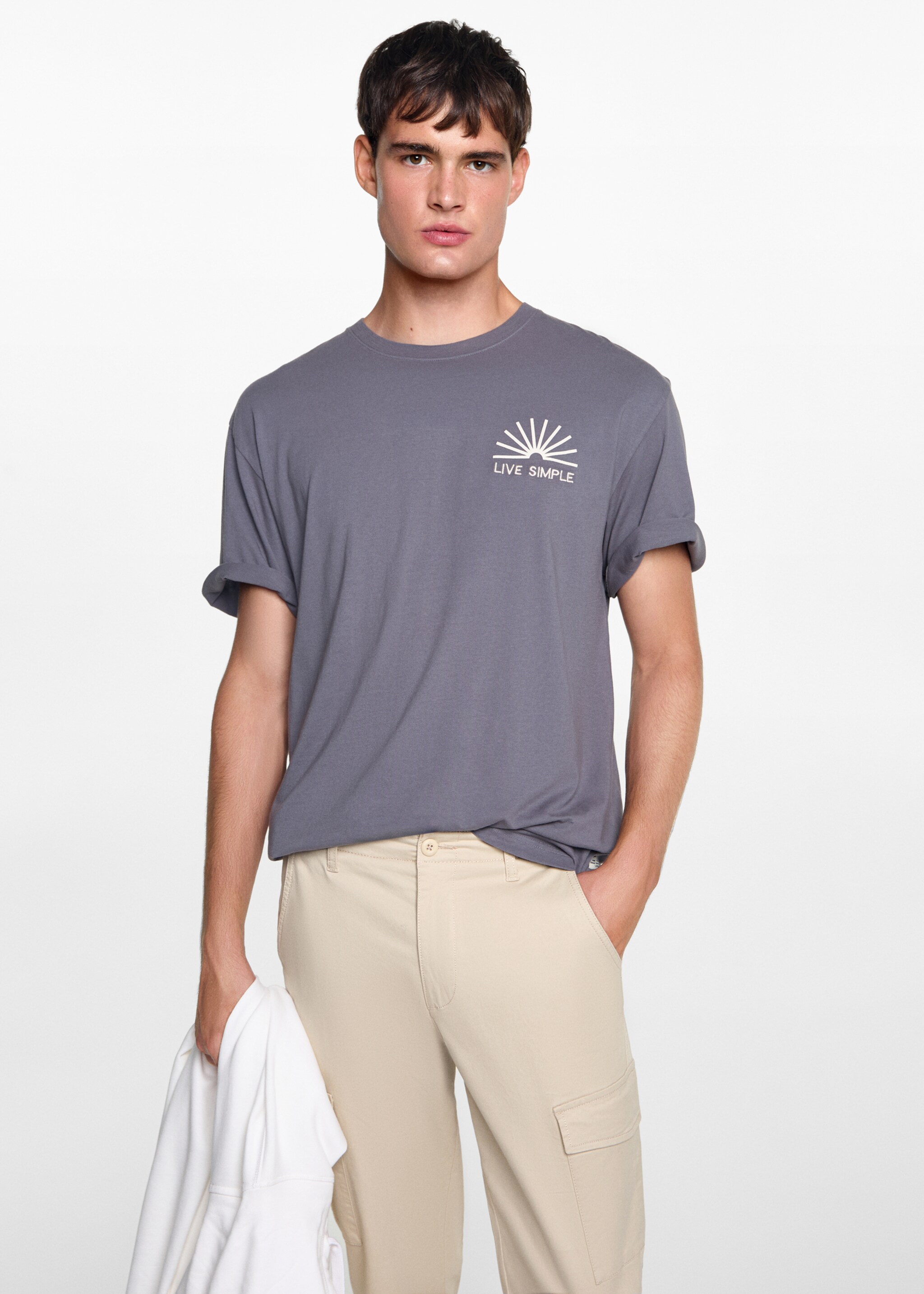 Cotton cargo trousers - Medium plane, Beige. Ref: 77051508-00.