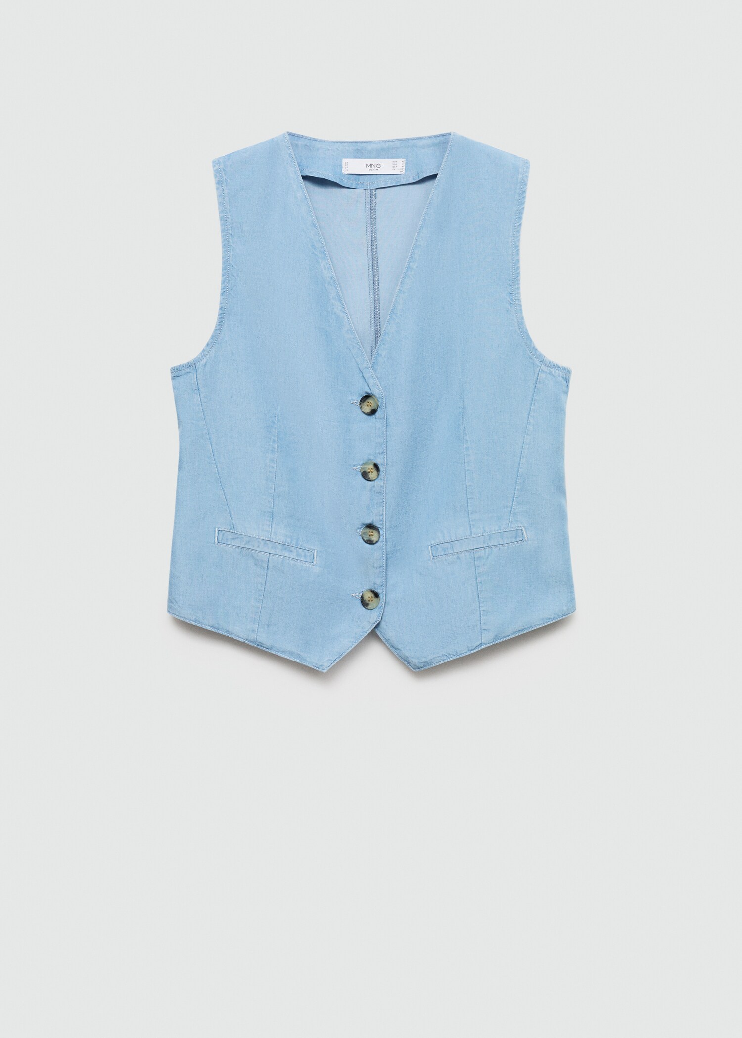 Denim-effect lyocell waistcoat - Article without model
