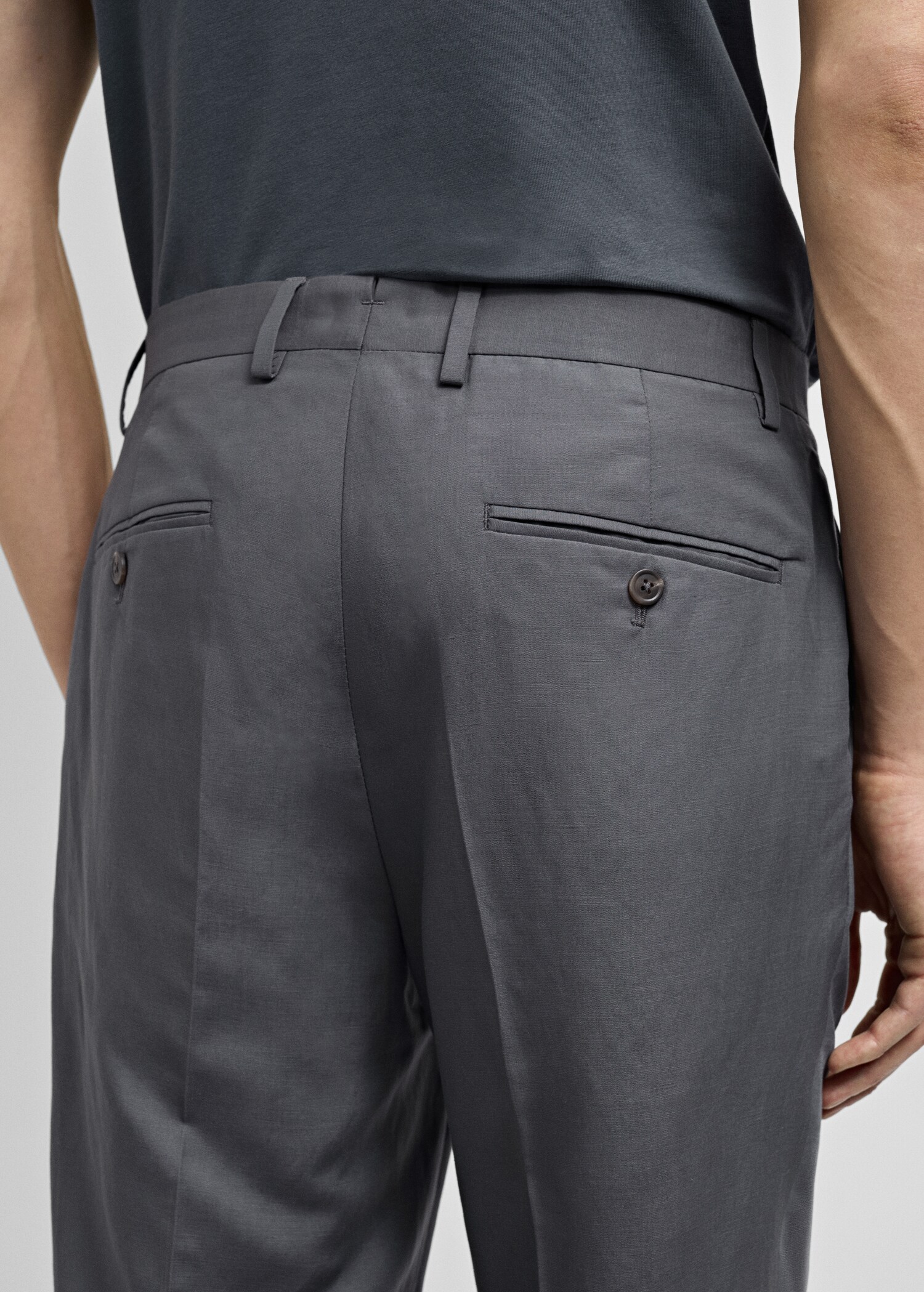 Slim-fit linen-blend suit pants - Details of the article 6