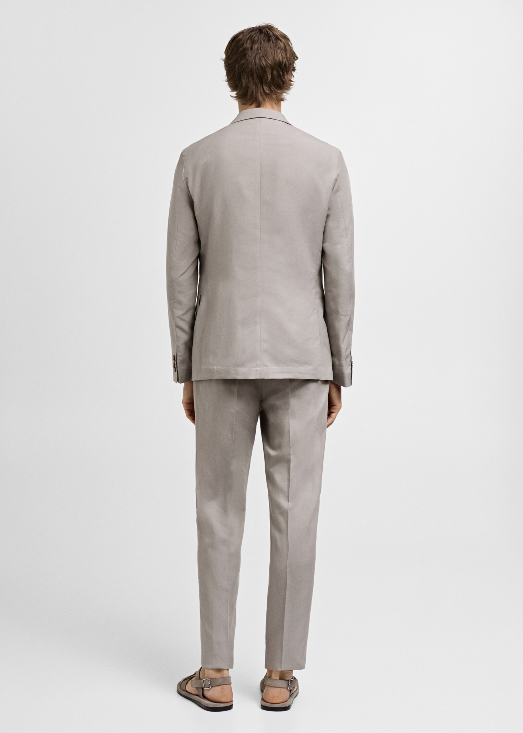 Slim Fit-Anzughose aus Leinenmix - Rückseite des Artikels, Hellgrau/Pastellgrau. Ref: 77052534-00.