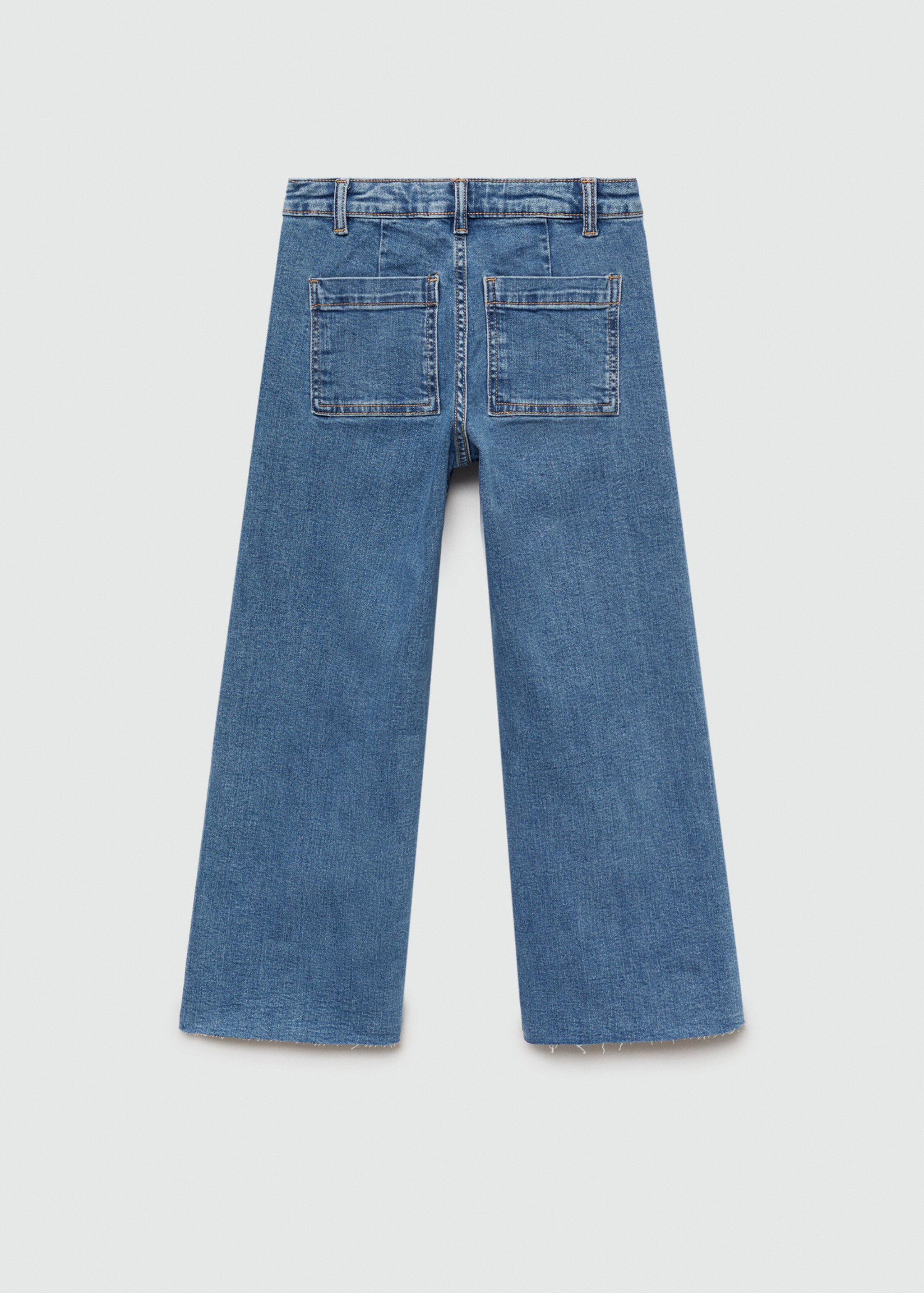Jeans culotte bajo deshilachado - Reverso del artículo, Azul oscuro. Ref: 77052538-00.