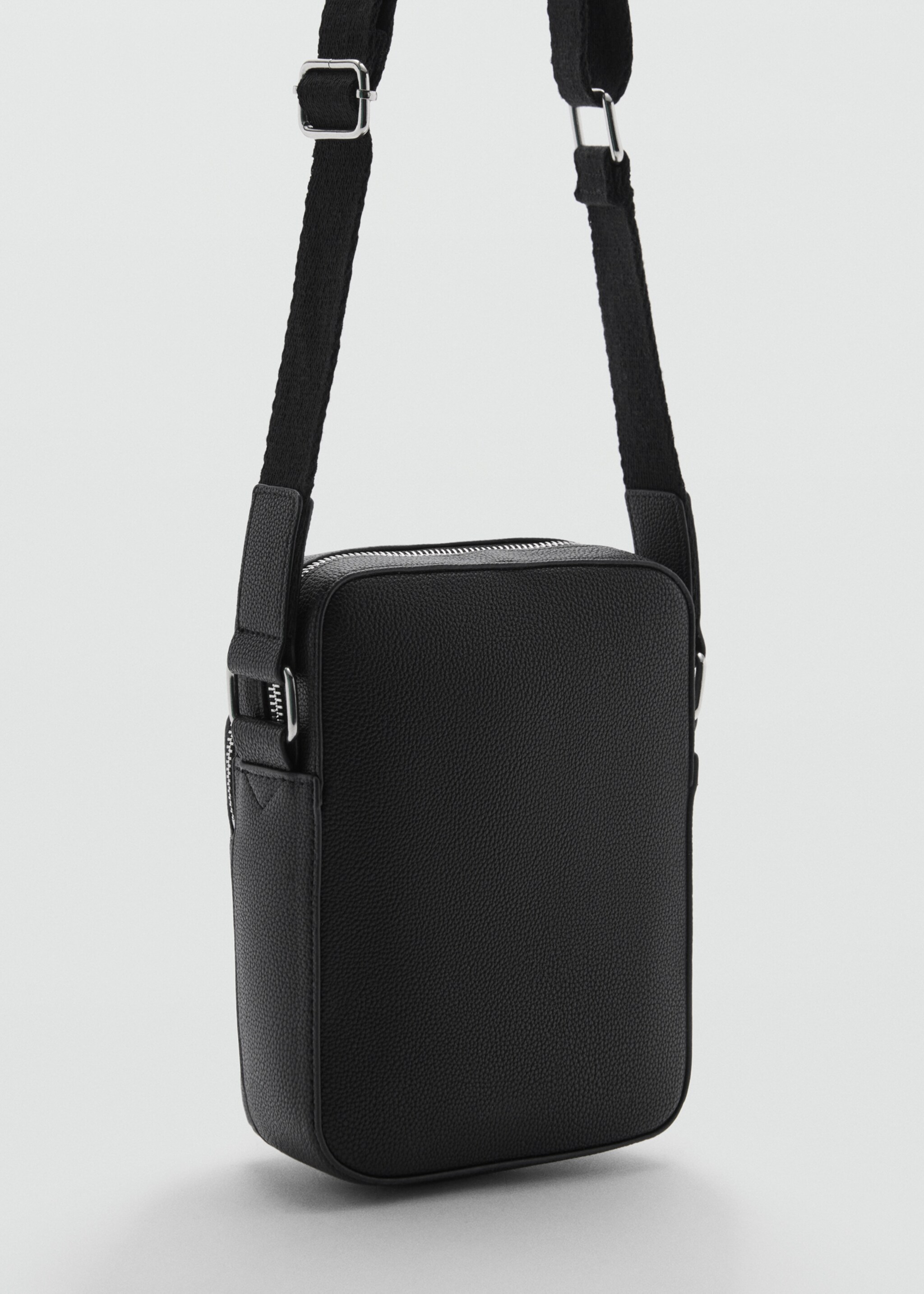 Leather-effect shoulder bag - Medium plane, Black. Ref: 77052542-00.