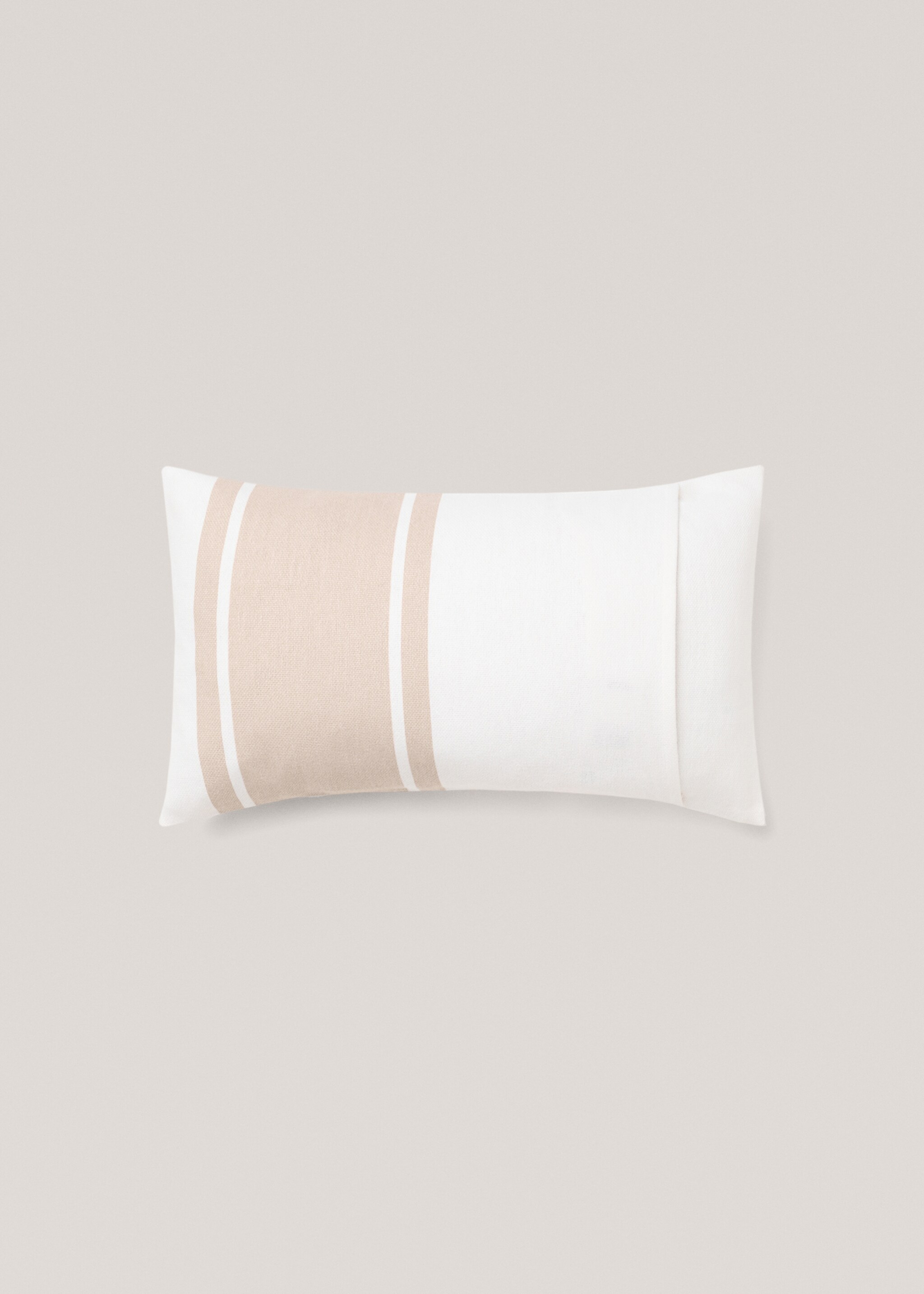Cotton striped cushion cover 30x50cm - Details of the article 4, Off White. Ref: 77052544-00.