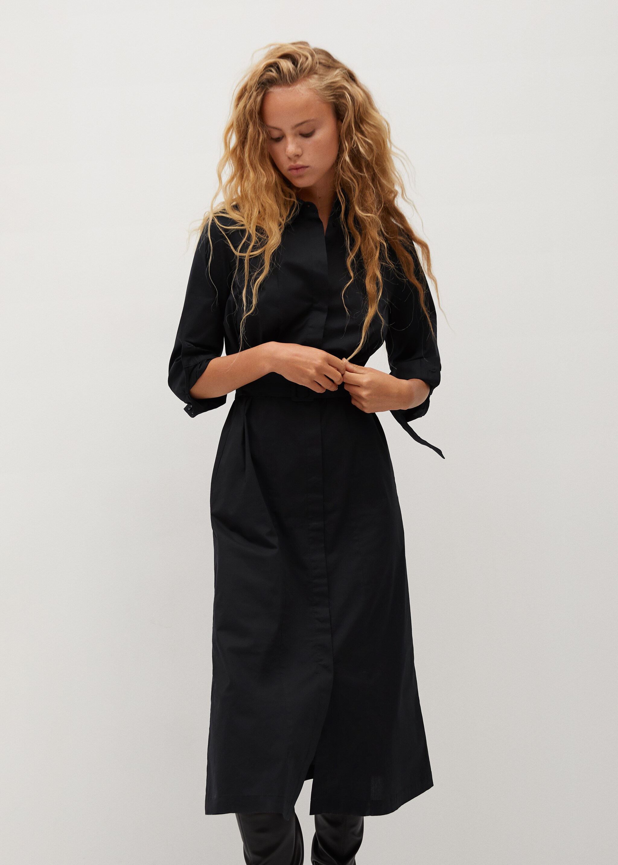 Vestido camisero algodón - Plano medio