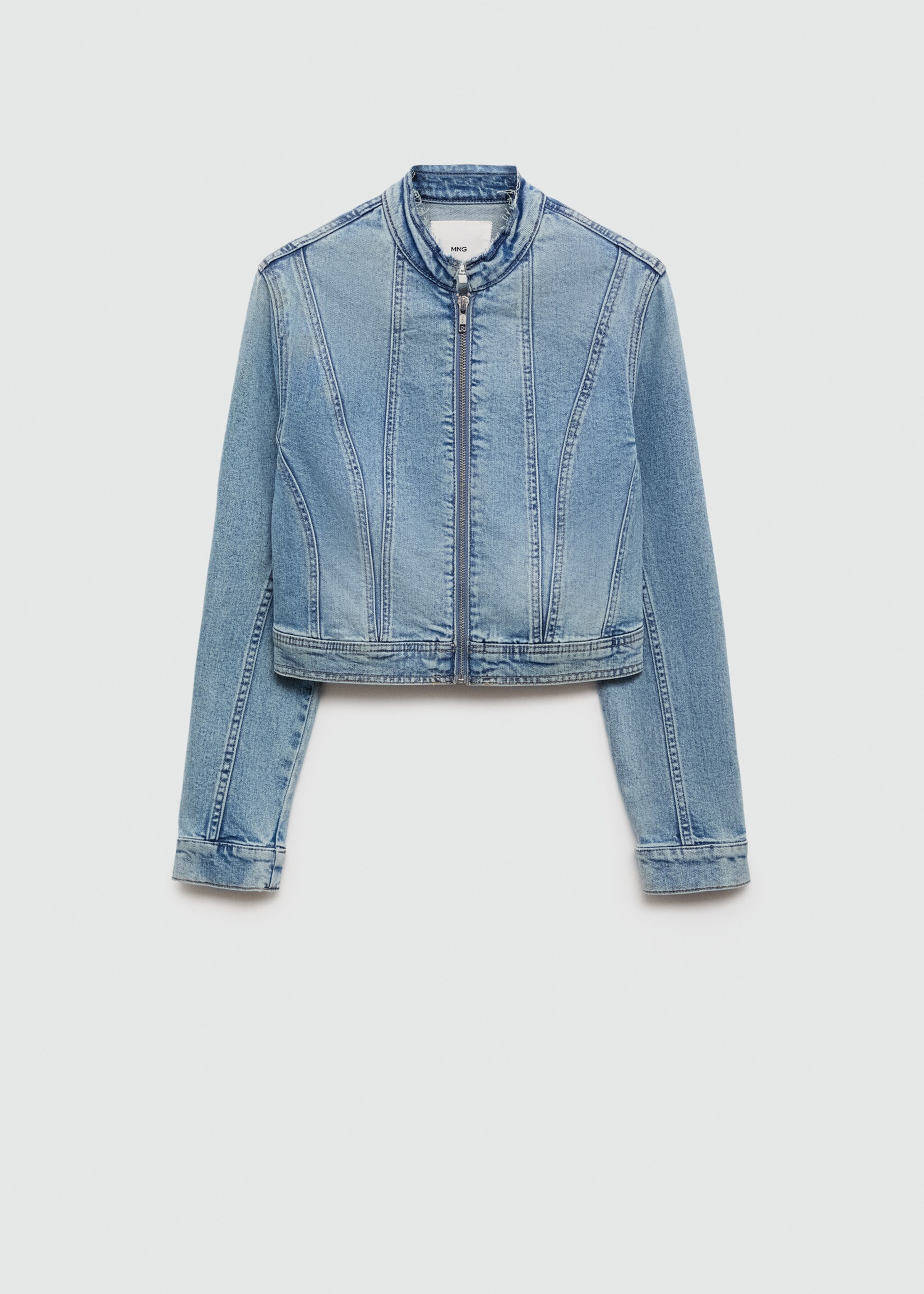 Zip-up denim jacket - Article without model, Medium Blue. Ref: 77052915-00.