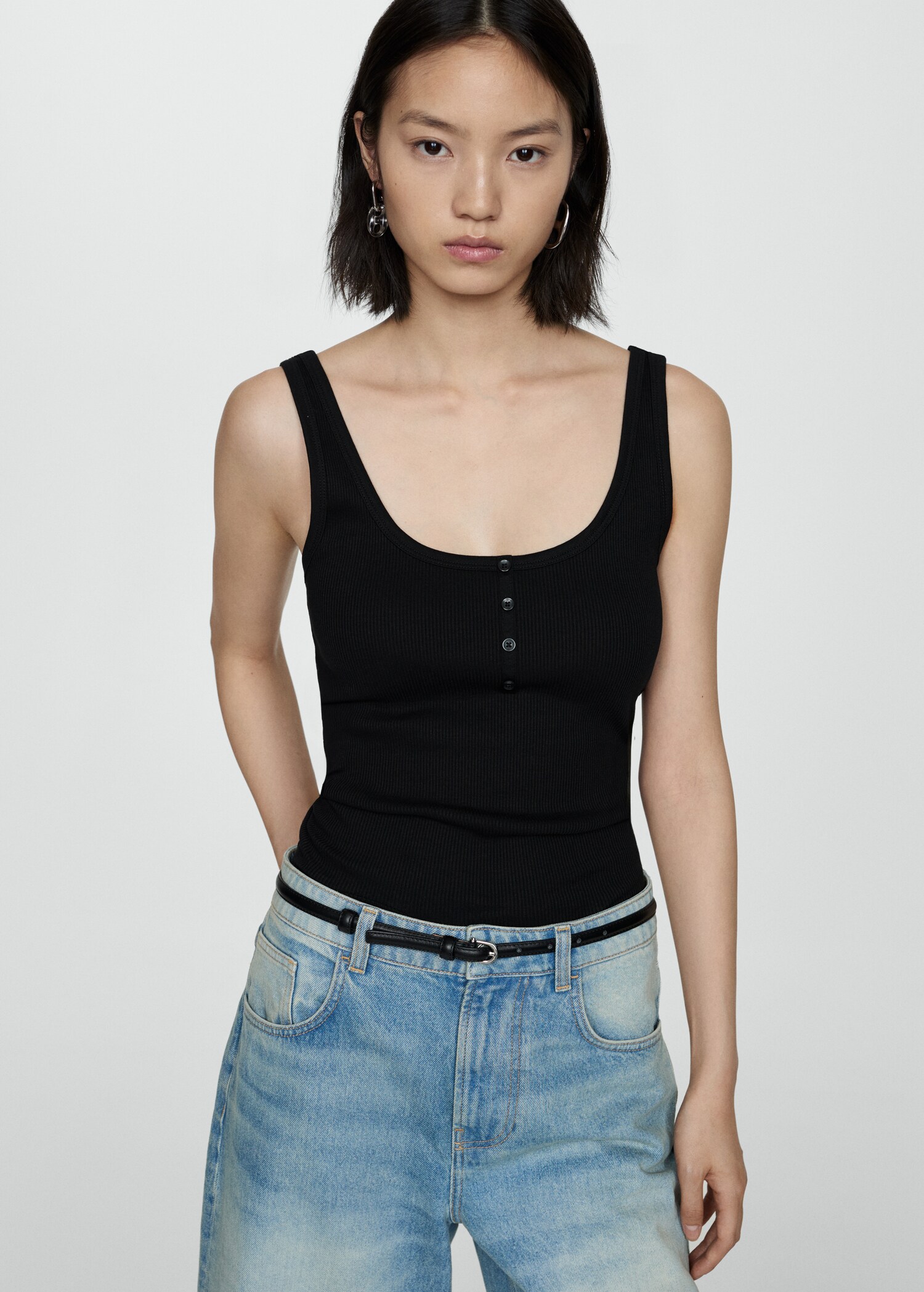 Top with straps and buttons - Medium plane