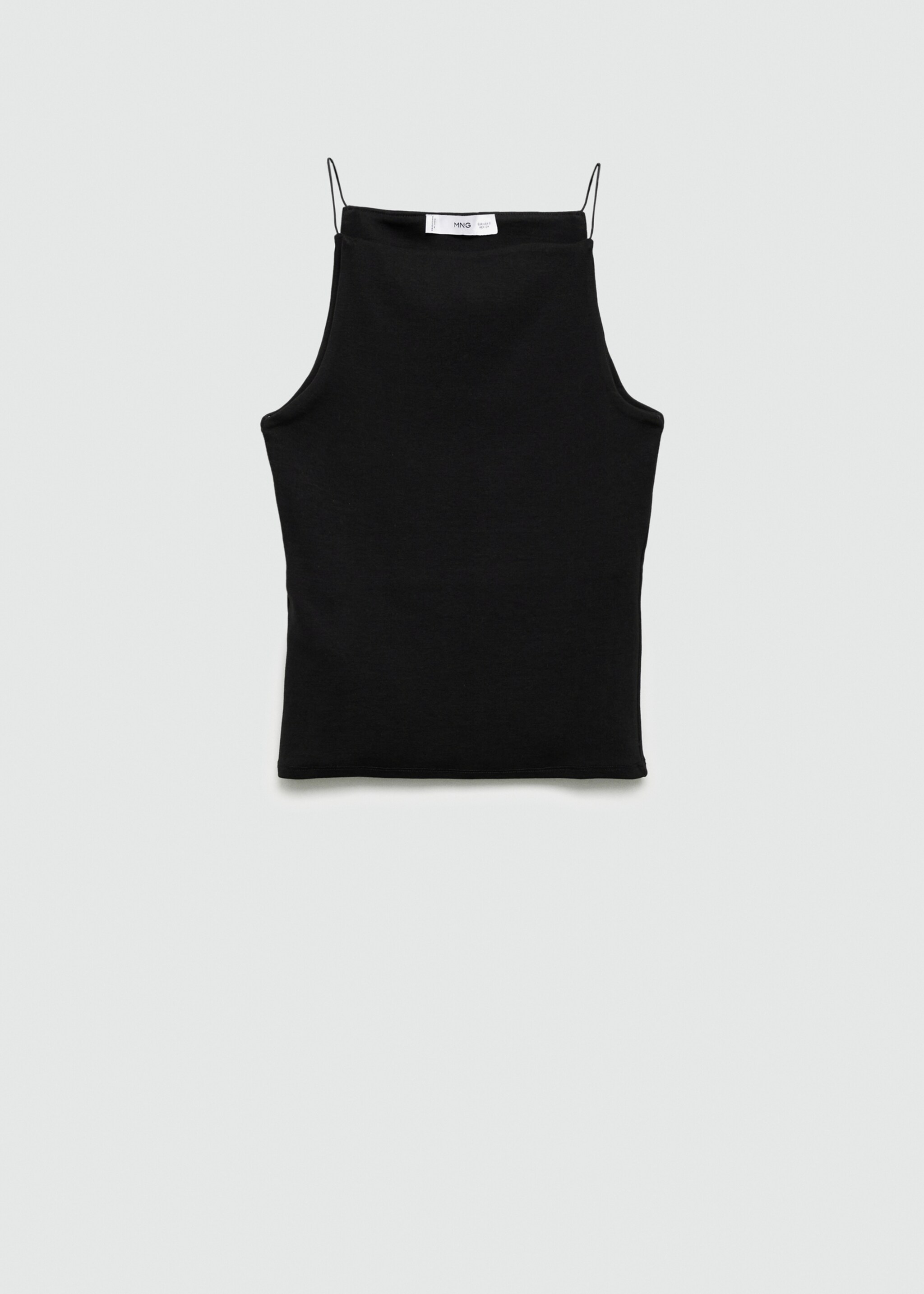 Fitted halter-neck top - Article without model, Black. Ref: 77052923-00.