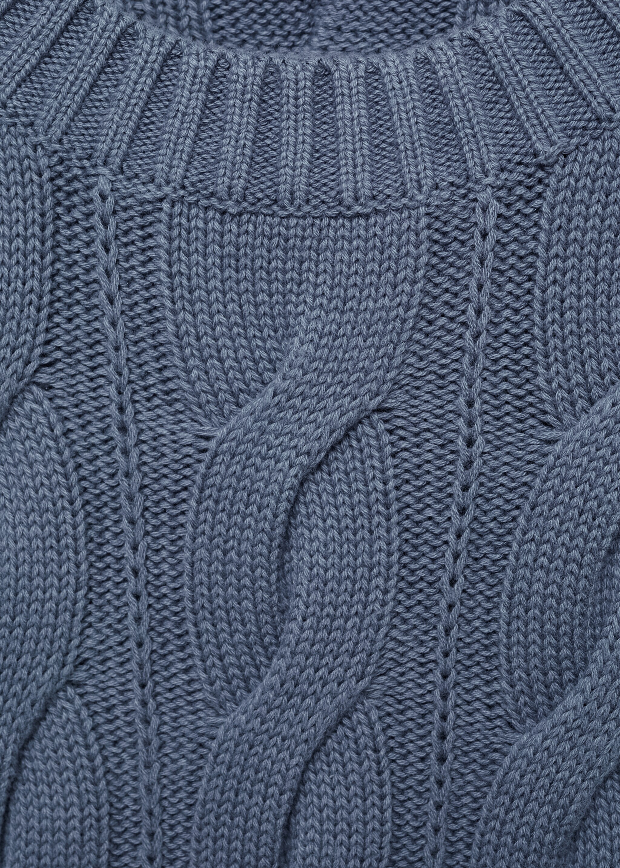Braided knitted sweater - Details of the article 8, Blue. Ref: 77052933-00.