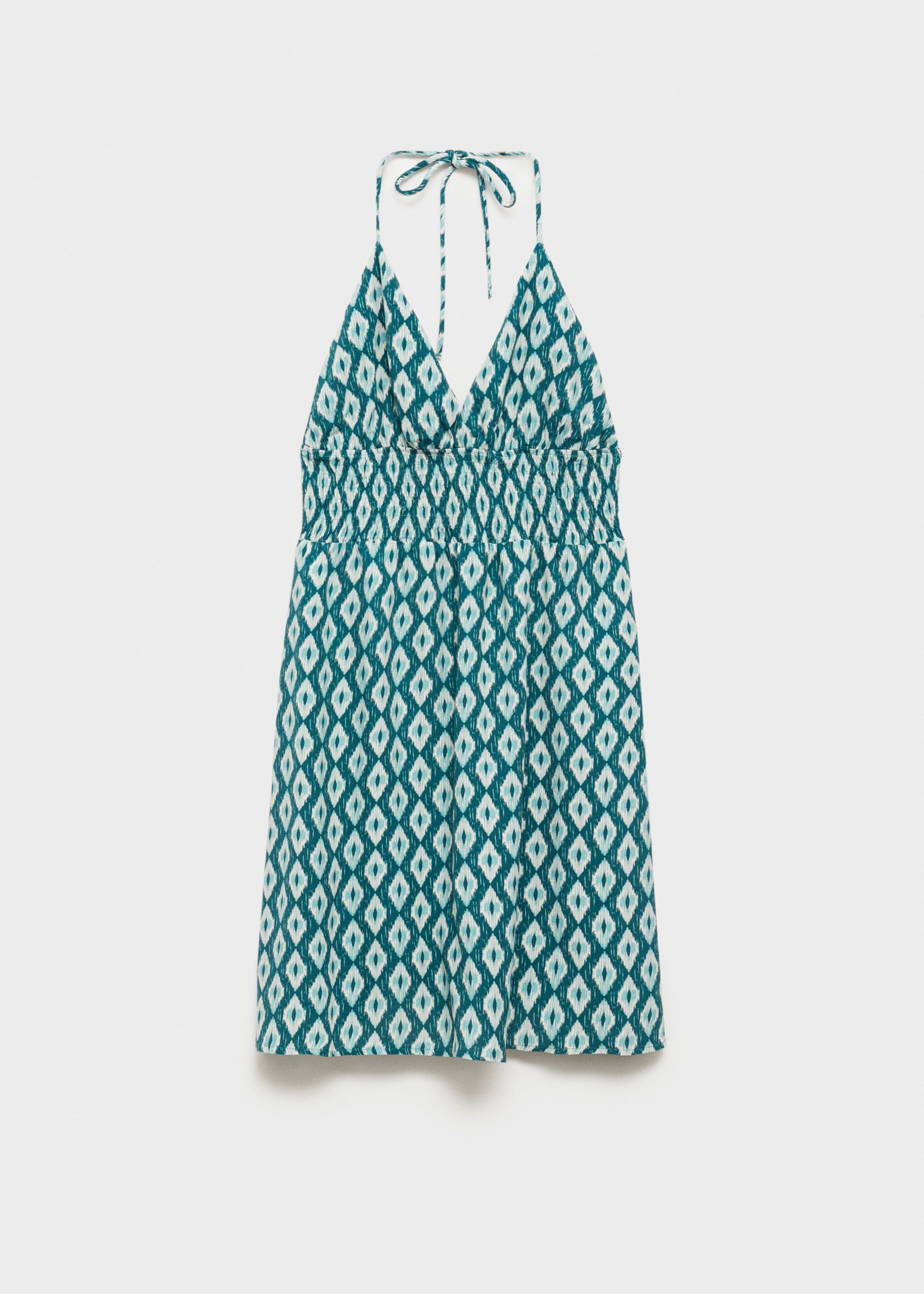 Gemustertes Kleid mit Raffdetail - Artikel ohne Model, Petrolblau. Ref: 77052934-00.