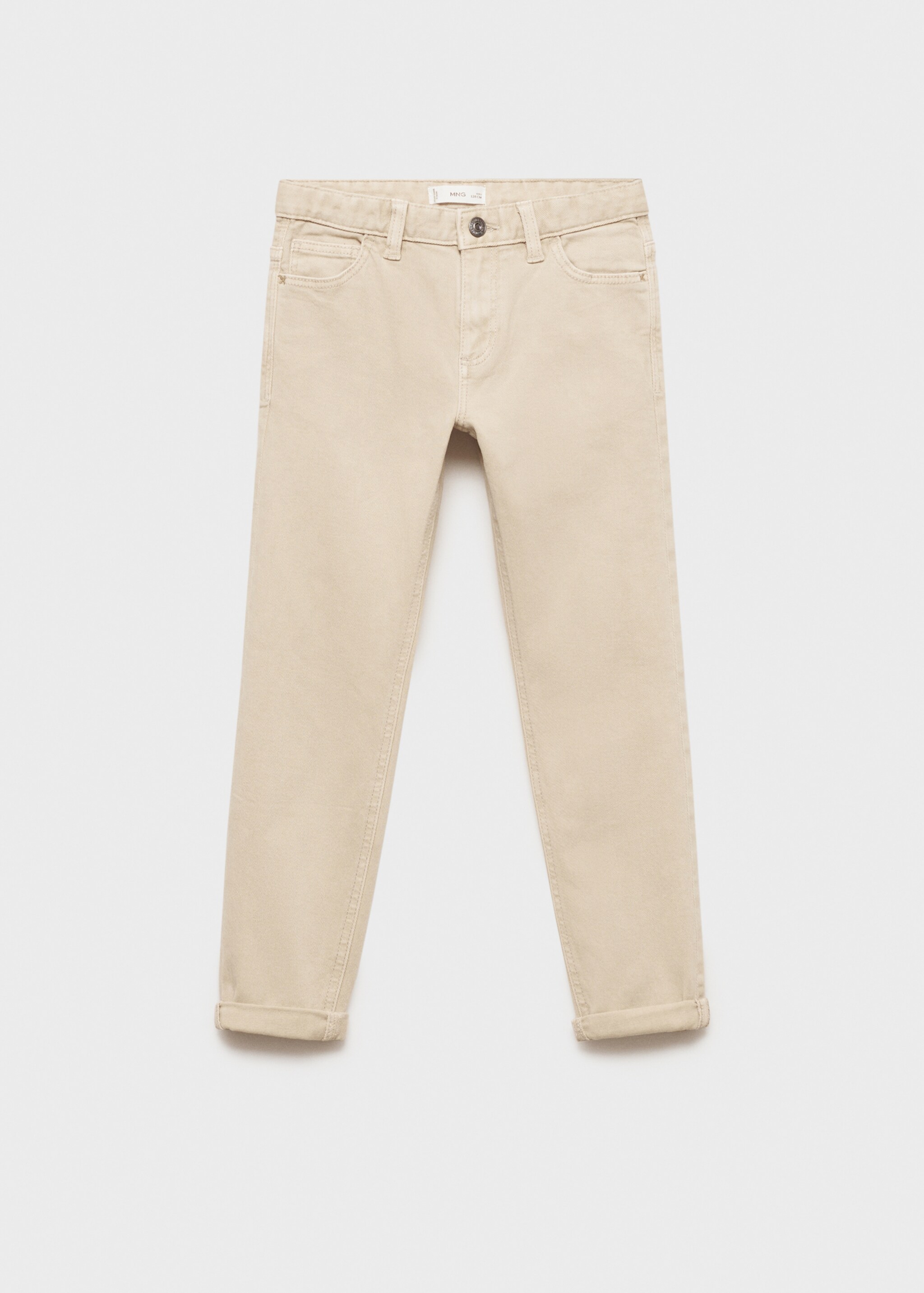 Straight-fit cotton trousers - Article without model, Beige. Ref: 77053262-00.