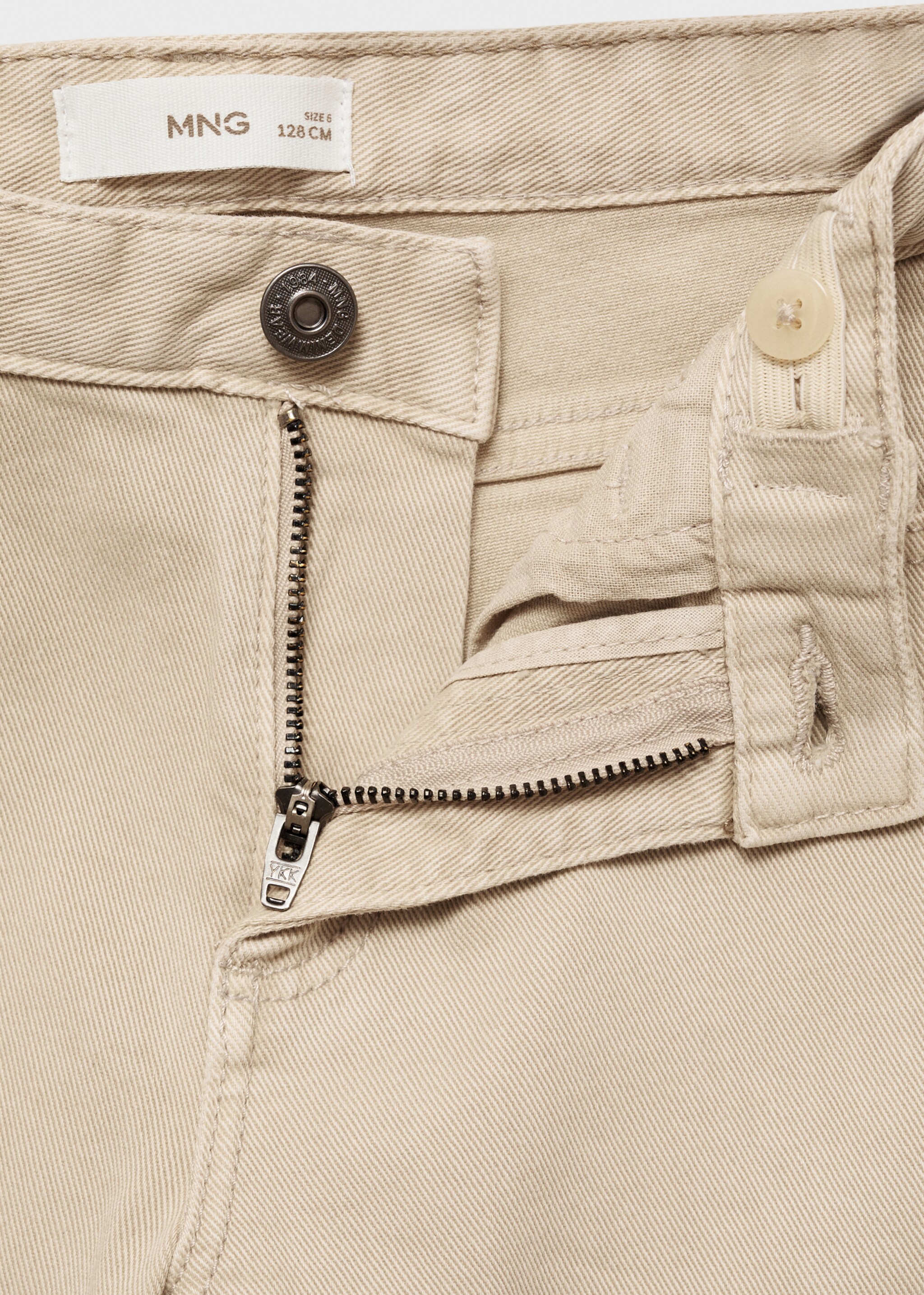 Straight-fit cotton trousers - Details of the article 8, Beige. Ref: 77053262-00.