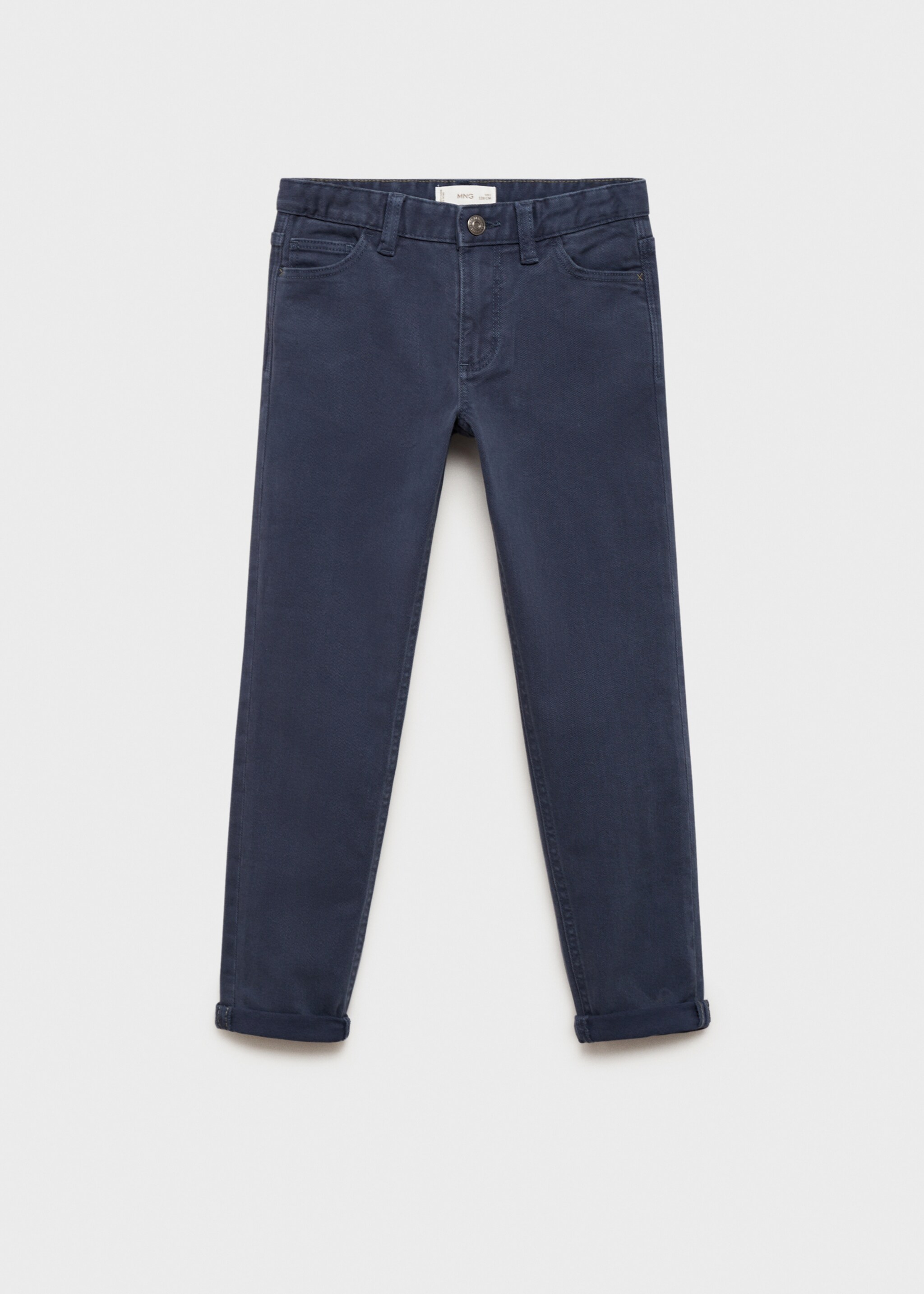 Straight-fit cotton pants - Article without model, Dark Navy. Ref: 77053262-00.