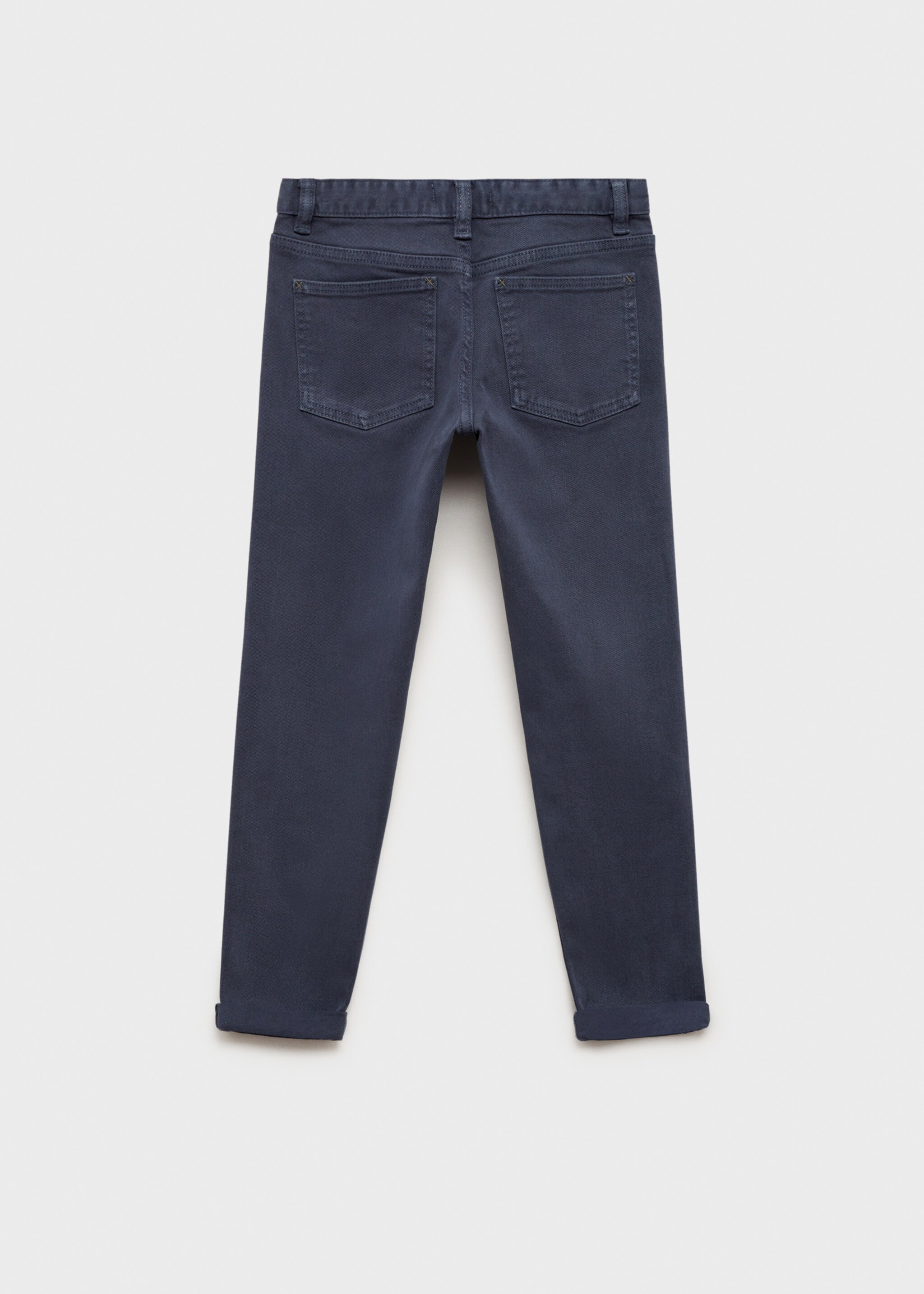 Straight-fit cotton pants - Reverse of the article, Dark Navy. Ref: 77053262-00.