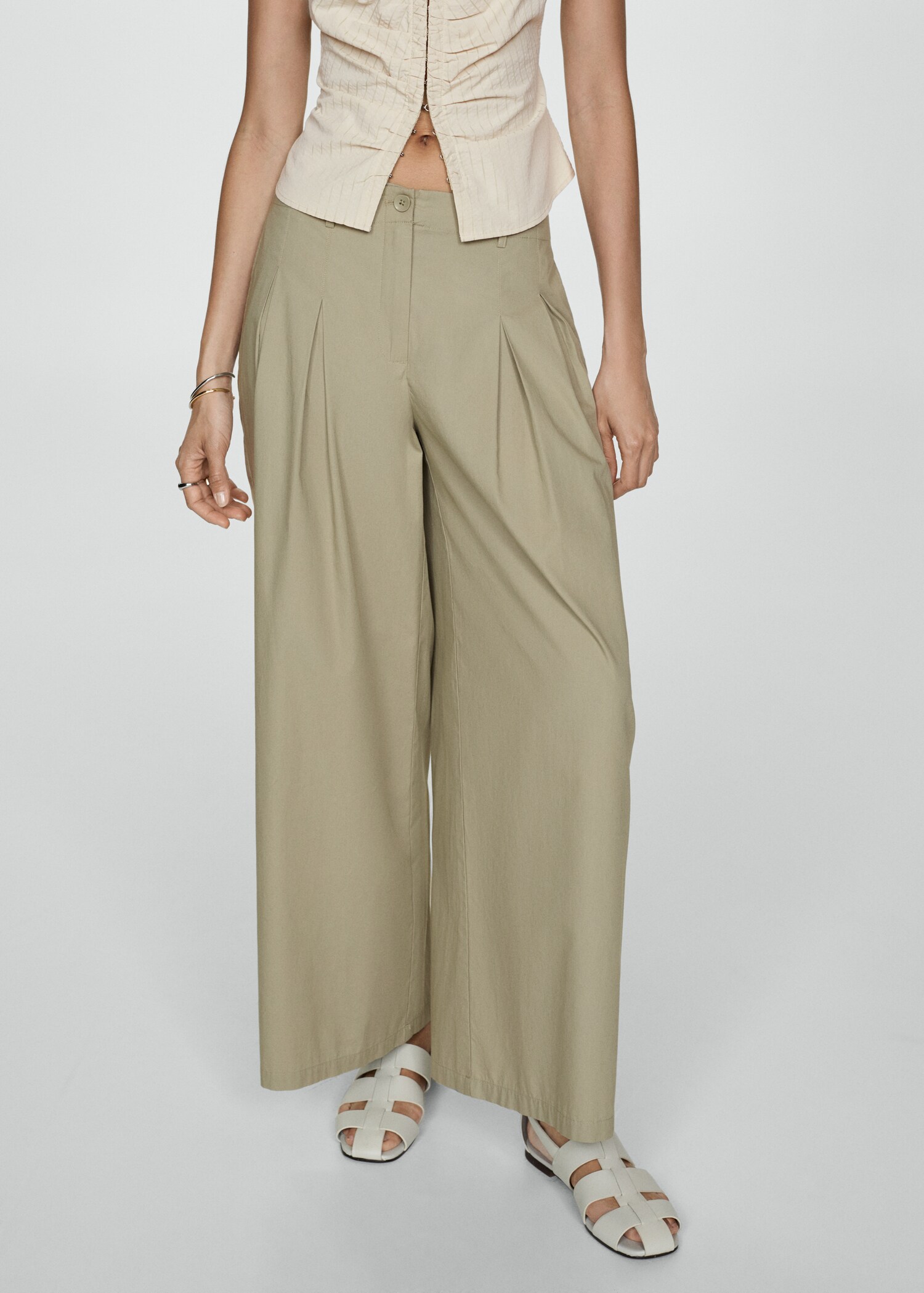 Cotton pleated trousers - Medium plane