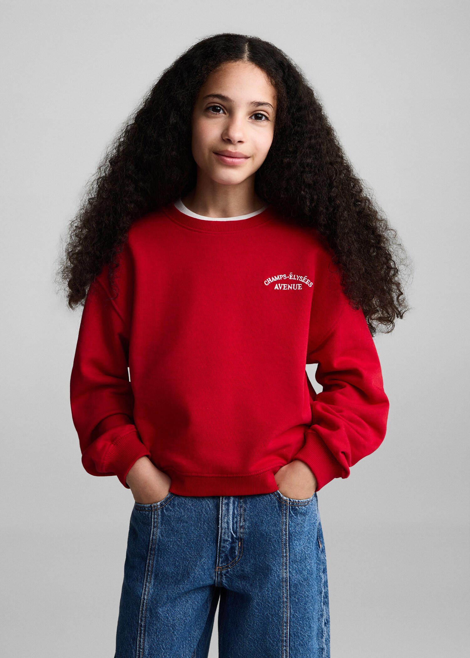 Embroidered detail cotton sweatshirt - Medium plane