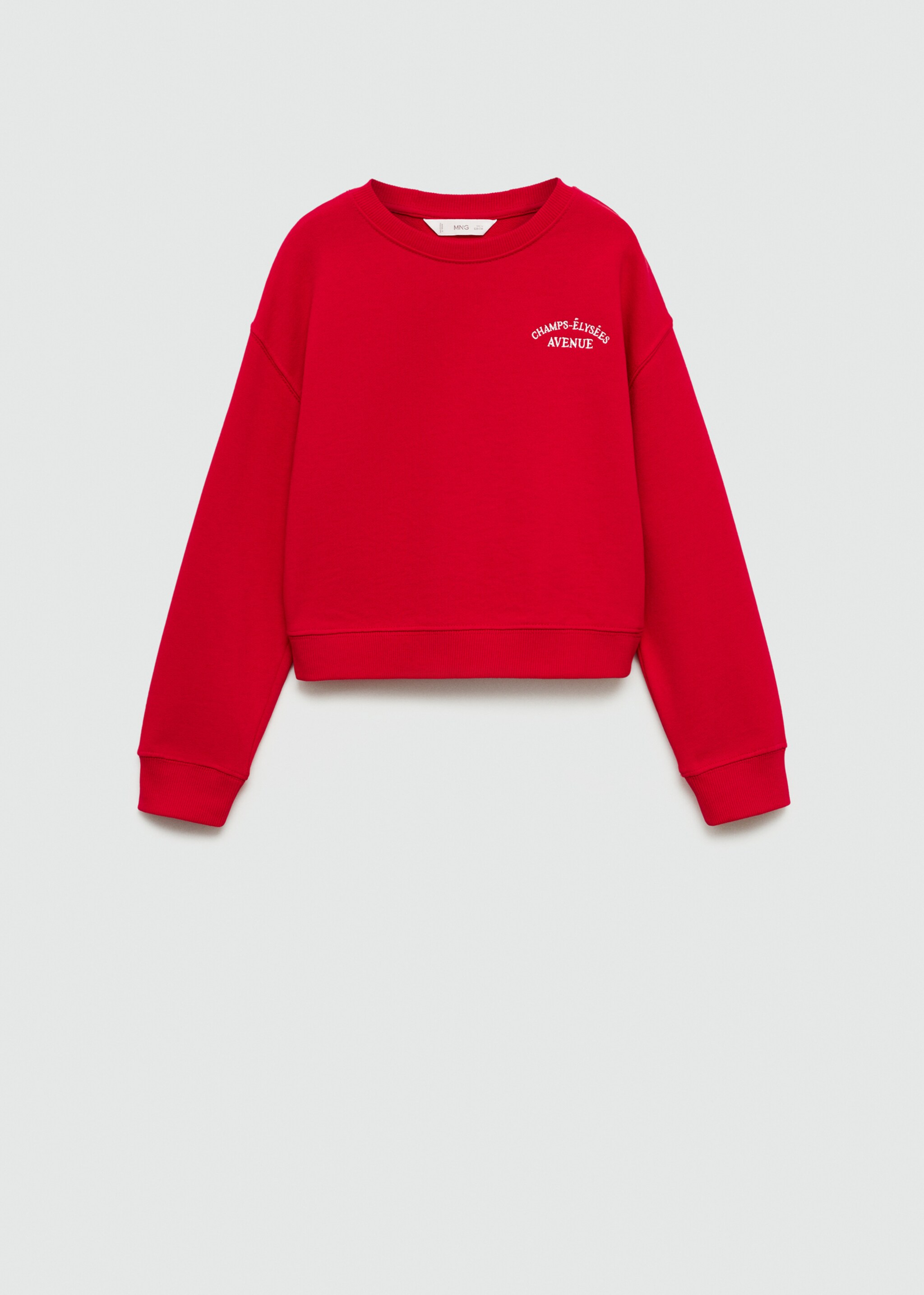 Embroidered detail cotton sweatshirt - Article without model, Red. Ref: 77053273-00.