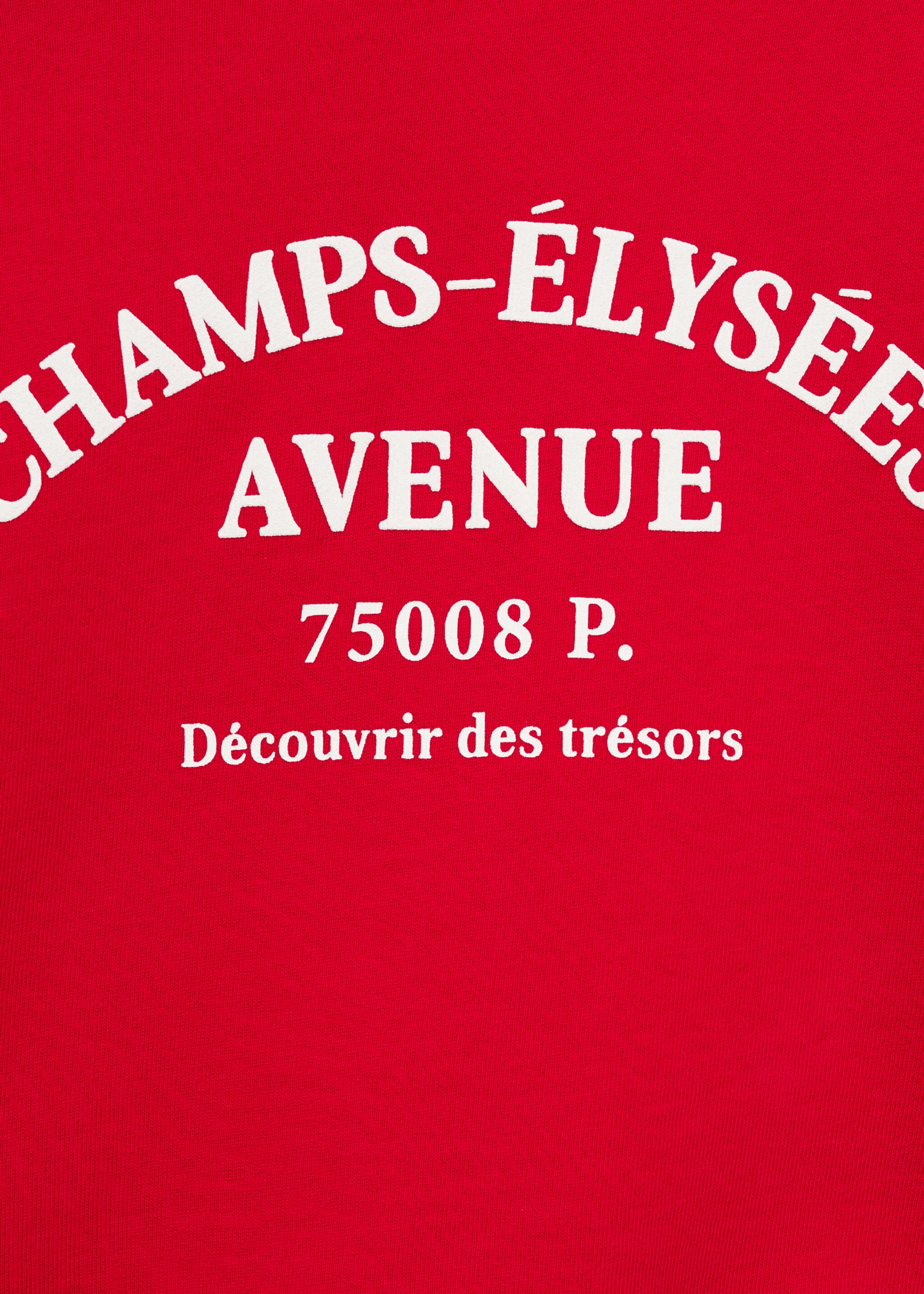 Embroidered detail cotton sweatshirt - Details of the article 8, Red. Ref: 77053273-00.