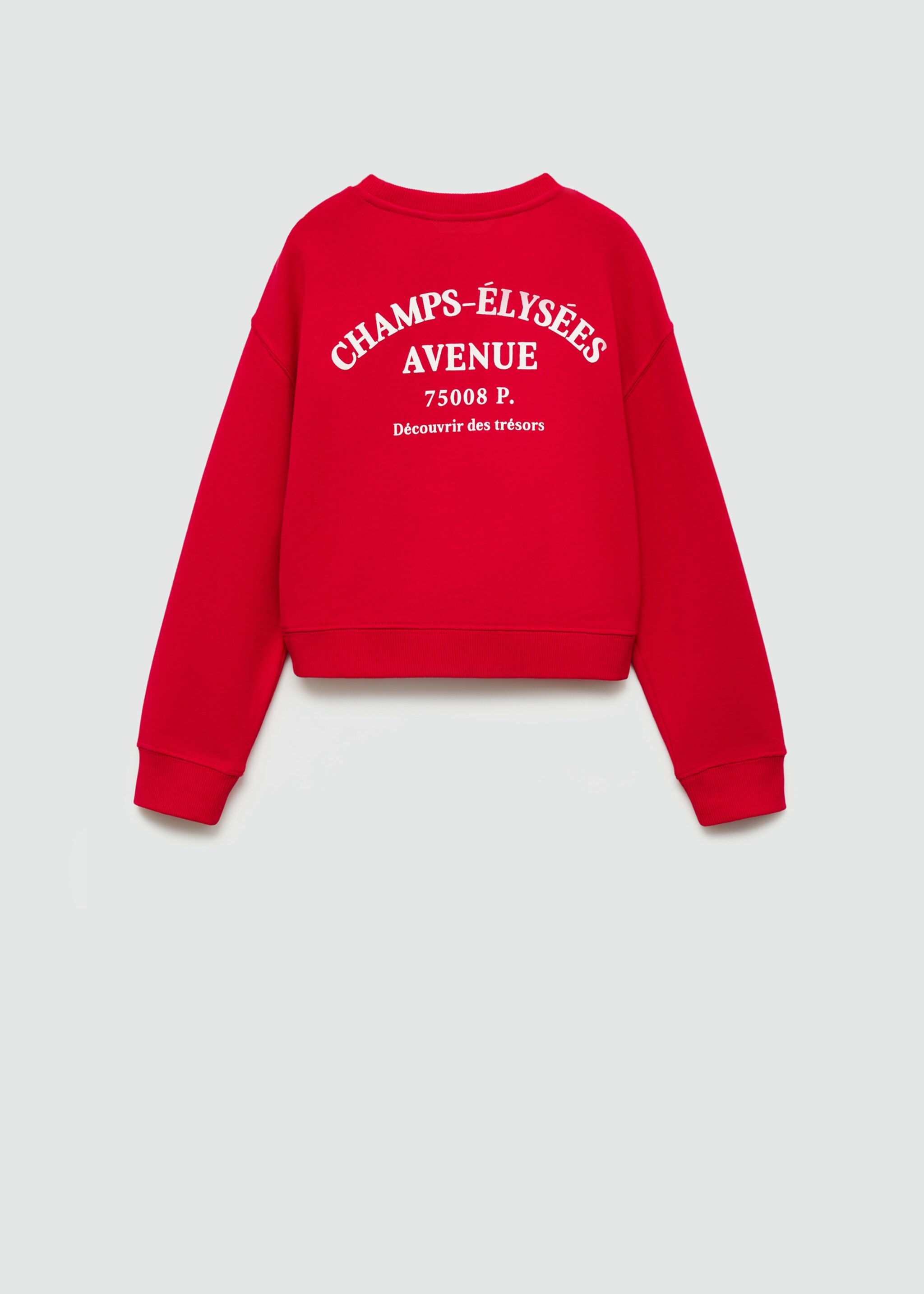 Embroidered detail cotton sweatshirt - Reverse of the article, Red. Ref: 77053273-00.