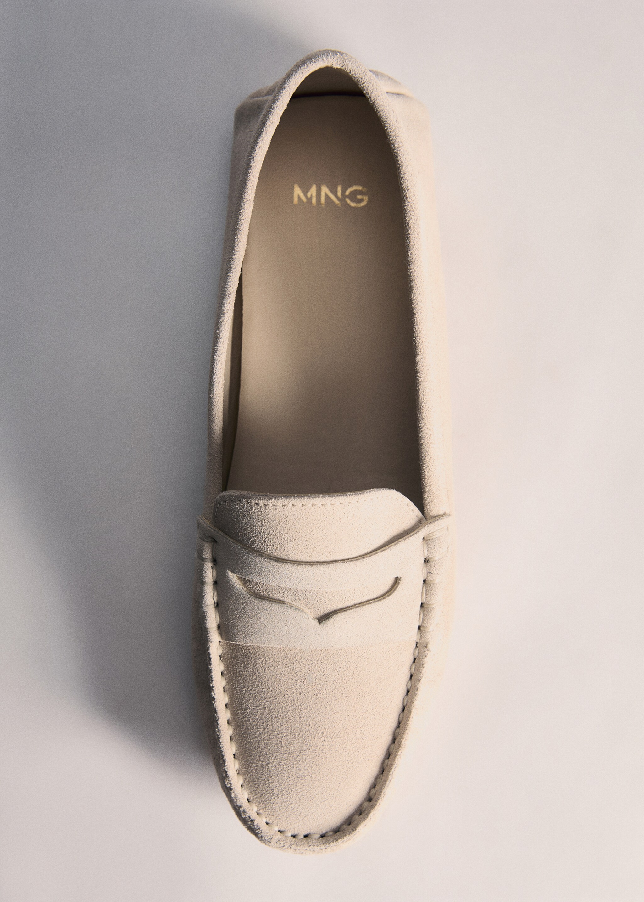 Suede leather loafers - Details of the article 5, Beige. Ref: 77053293-00.