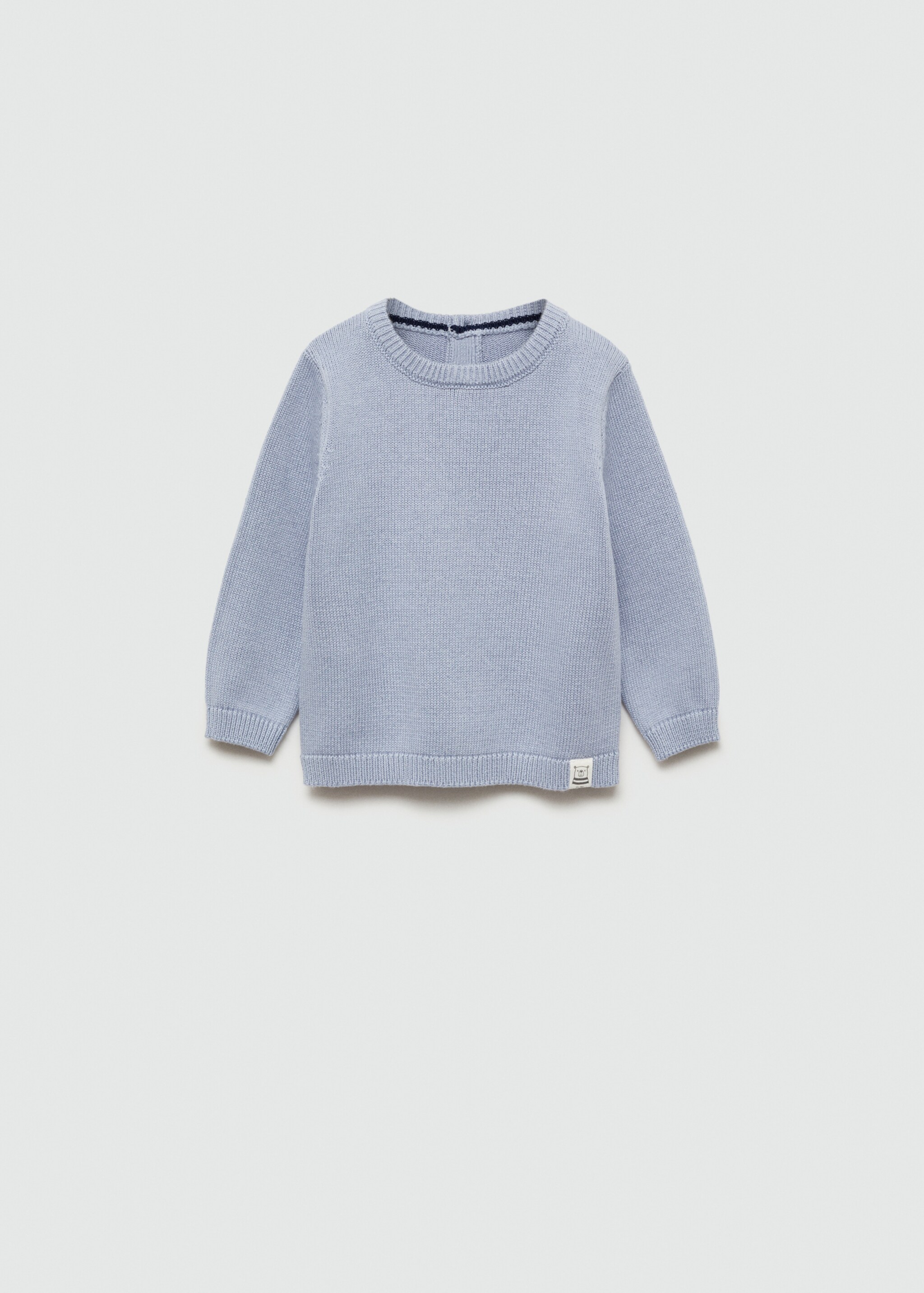 Round-neck knitted sweater - Article without model, Sky Blue. Ref: 77053665-00.