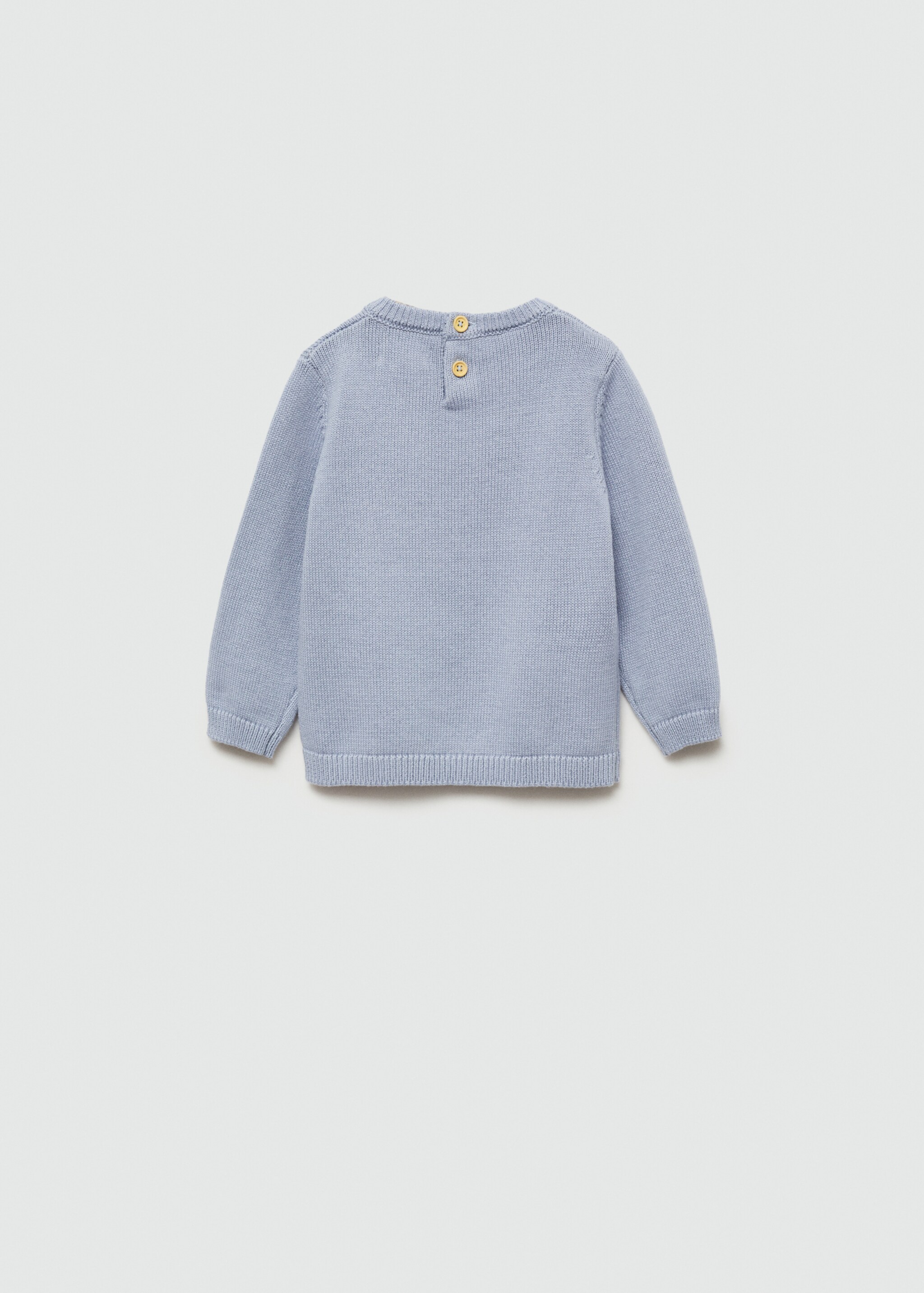 Round-neck knitted sweater - Reverse of the article, Sky Blue. Ref: 77053665-00.