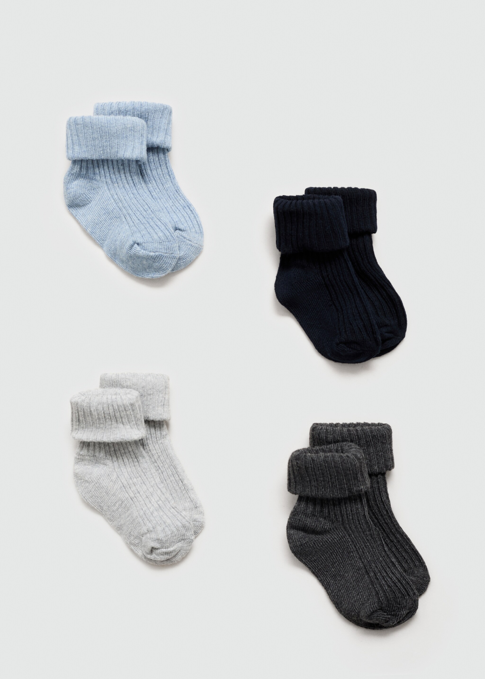 4 pack ribbed socks - Article without model, Grey. Ref: 77053674-00.