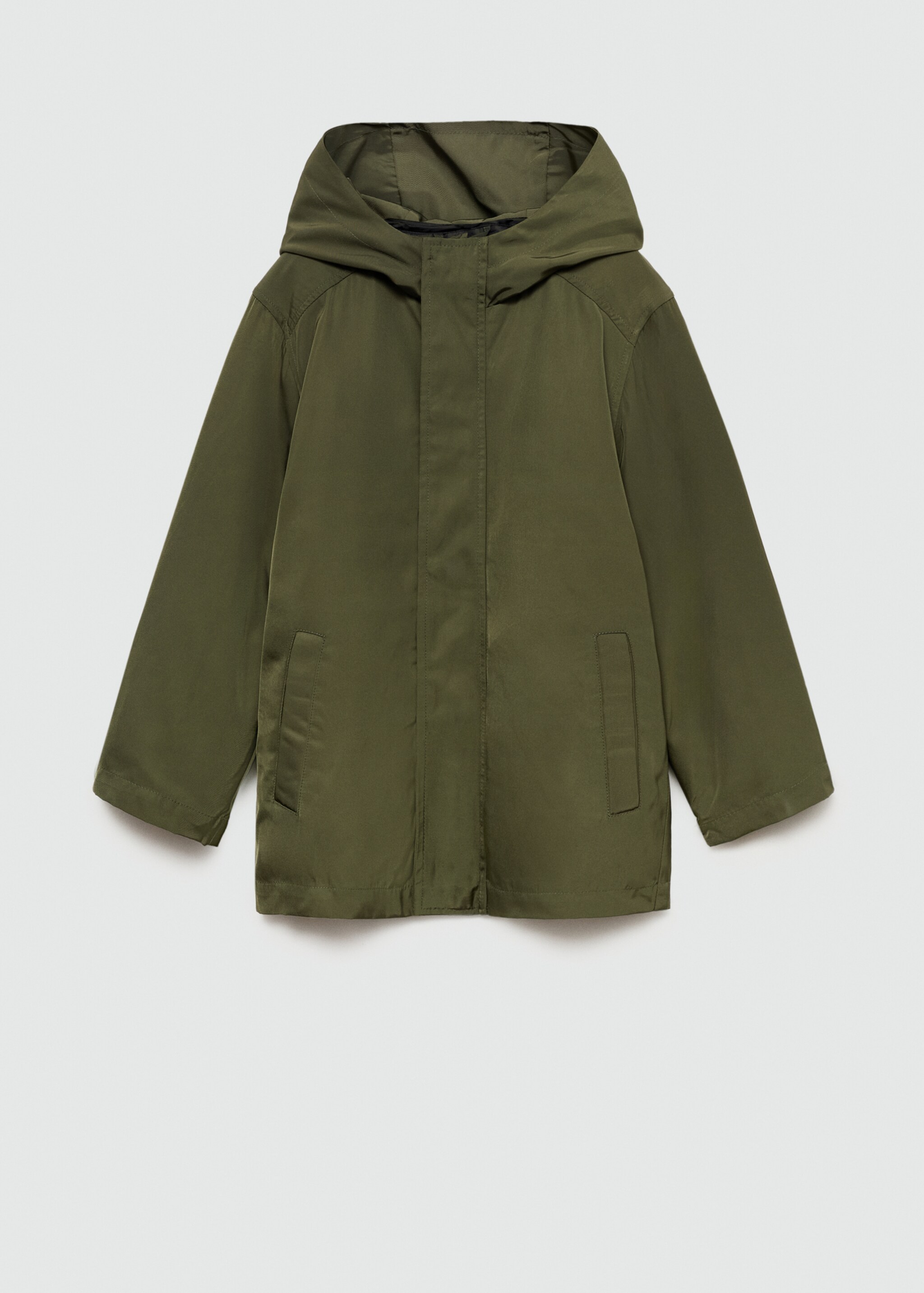 Hooded water-repellent coat - Article without model, Khaki. Ref: 77054010-00.