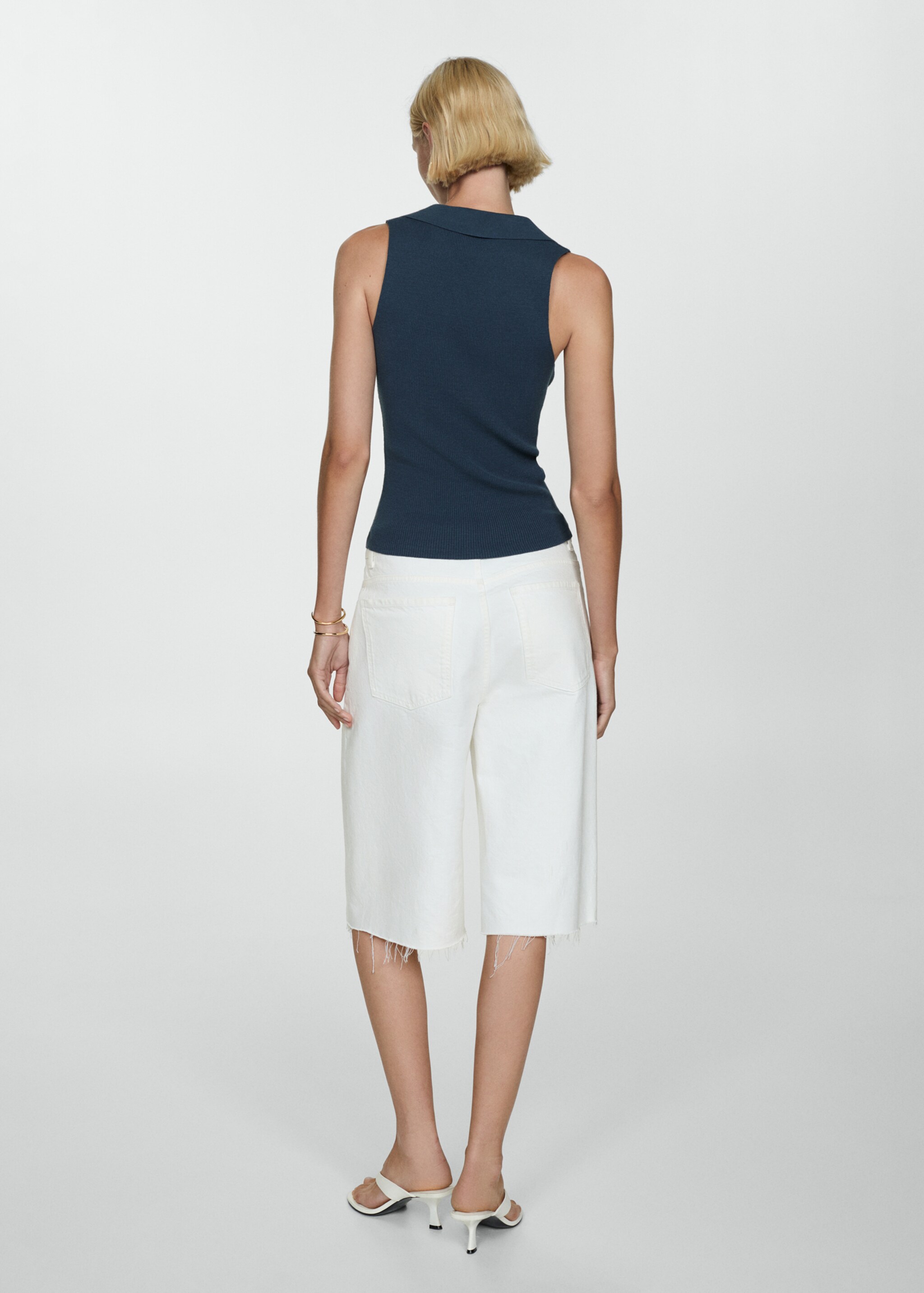 Polo-neck knitted top - Reverse of the article, Dark Navy. Ref: 77054015-00.