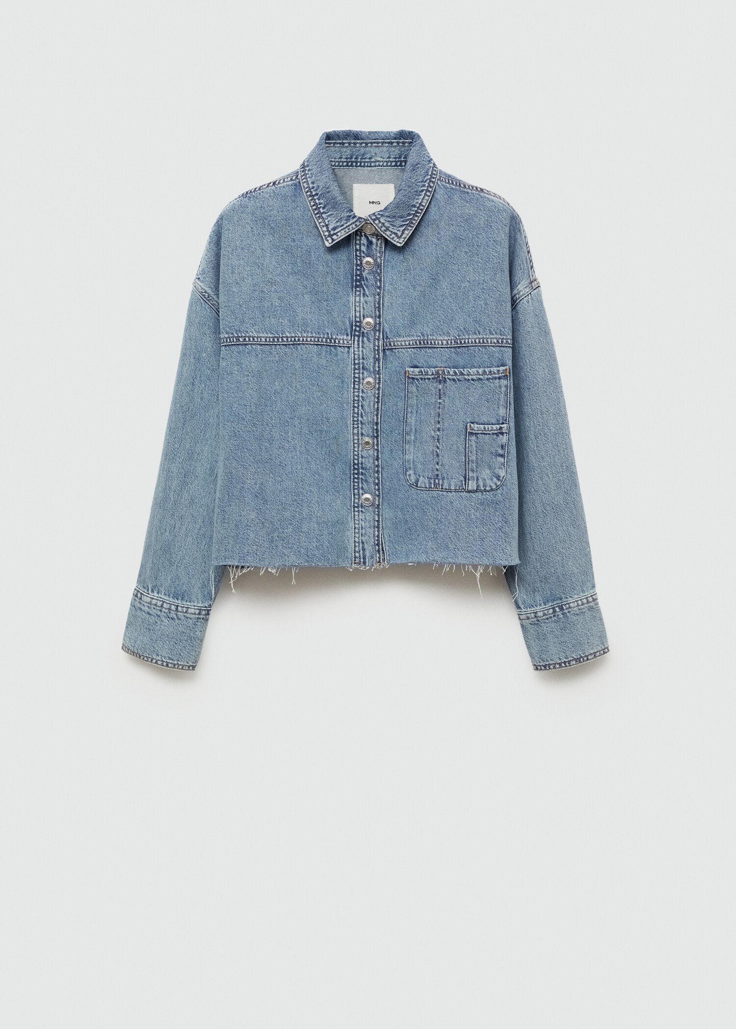 Denim overshirt with frayed hem - Article without model