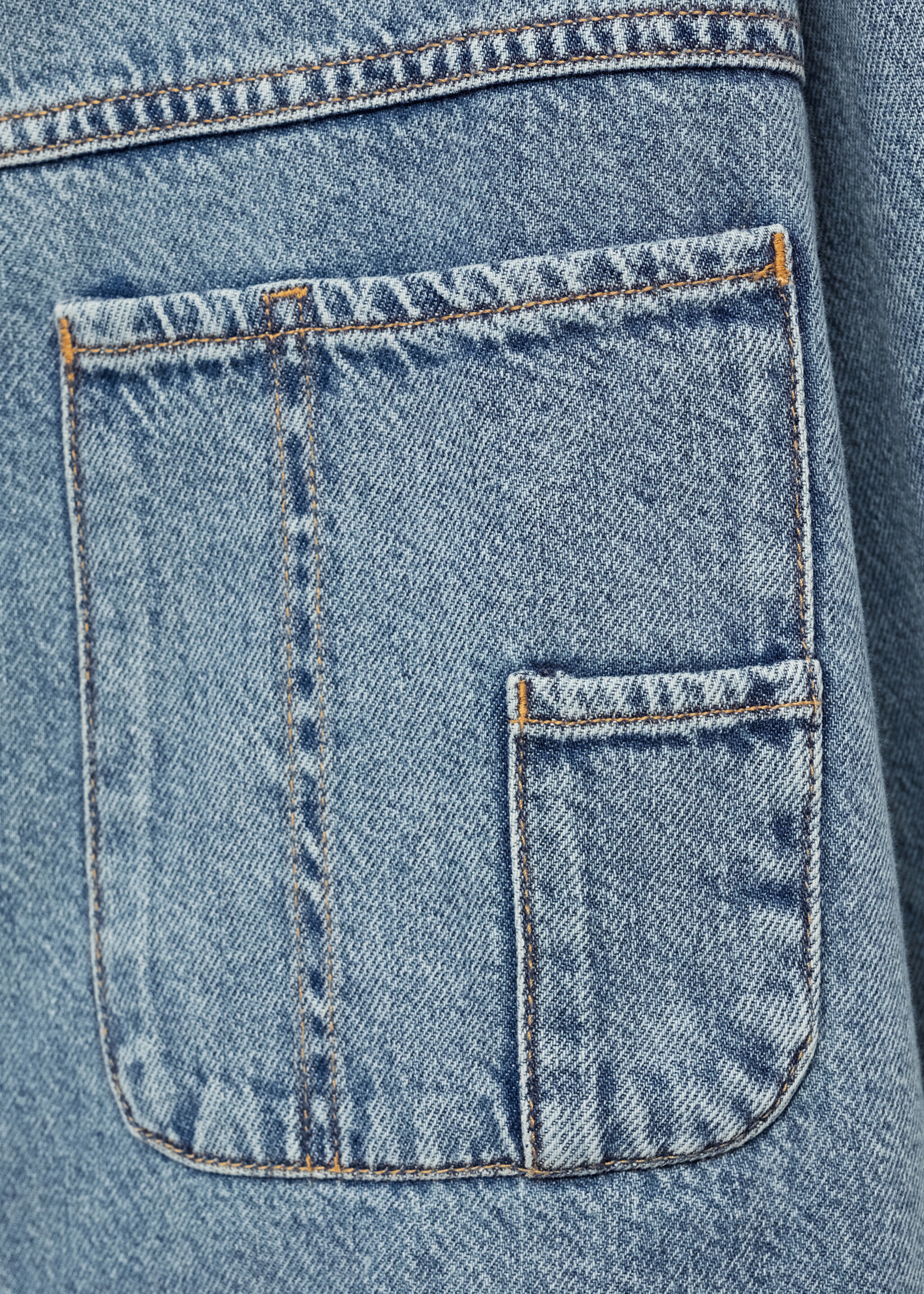 Denim overshirt with frayed hem - Details of the article 0, Medium Blue. Ref: 77054016-00.