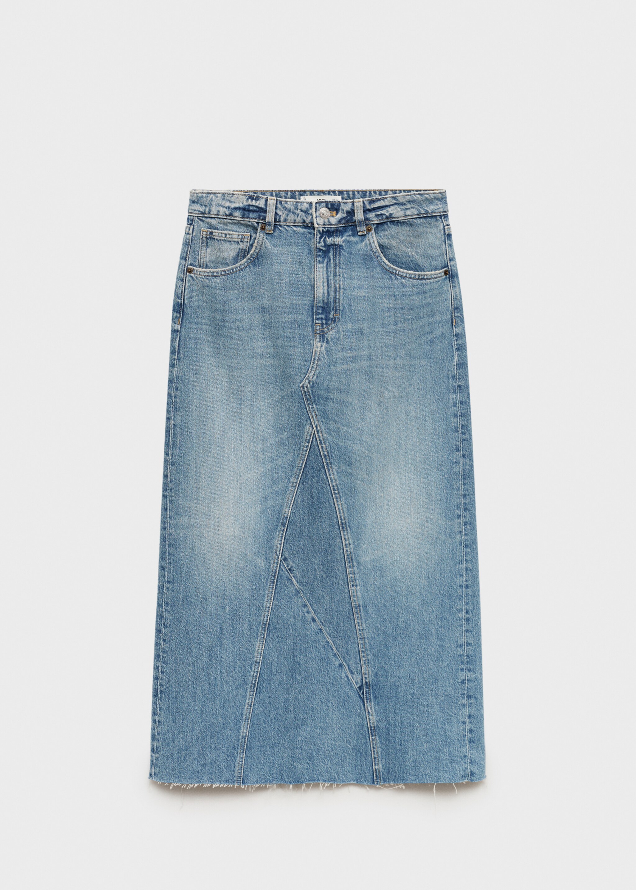 Slit denim skirt - Article without model, Medium Blue. Ref: 77054017-00.