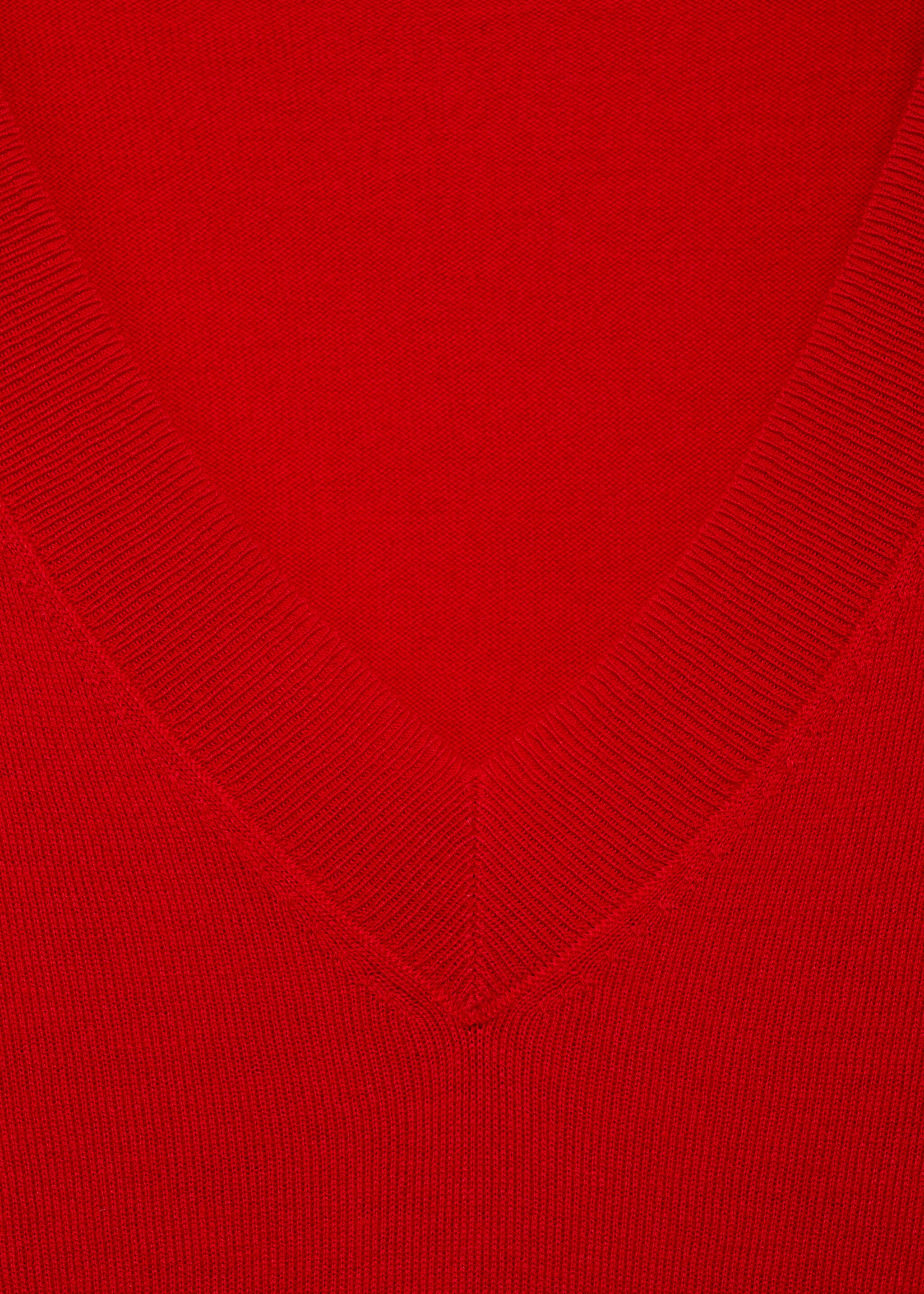 Svetr z jemného úpletu s výstřihem do V - Detail zboží 8, Červená. Ref: 77054021-00.