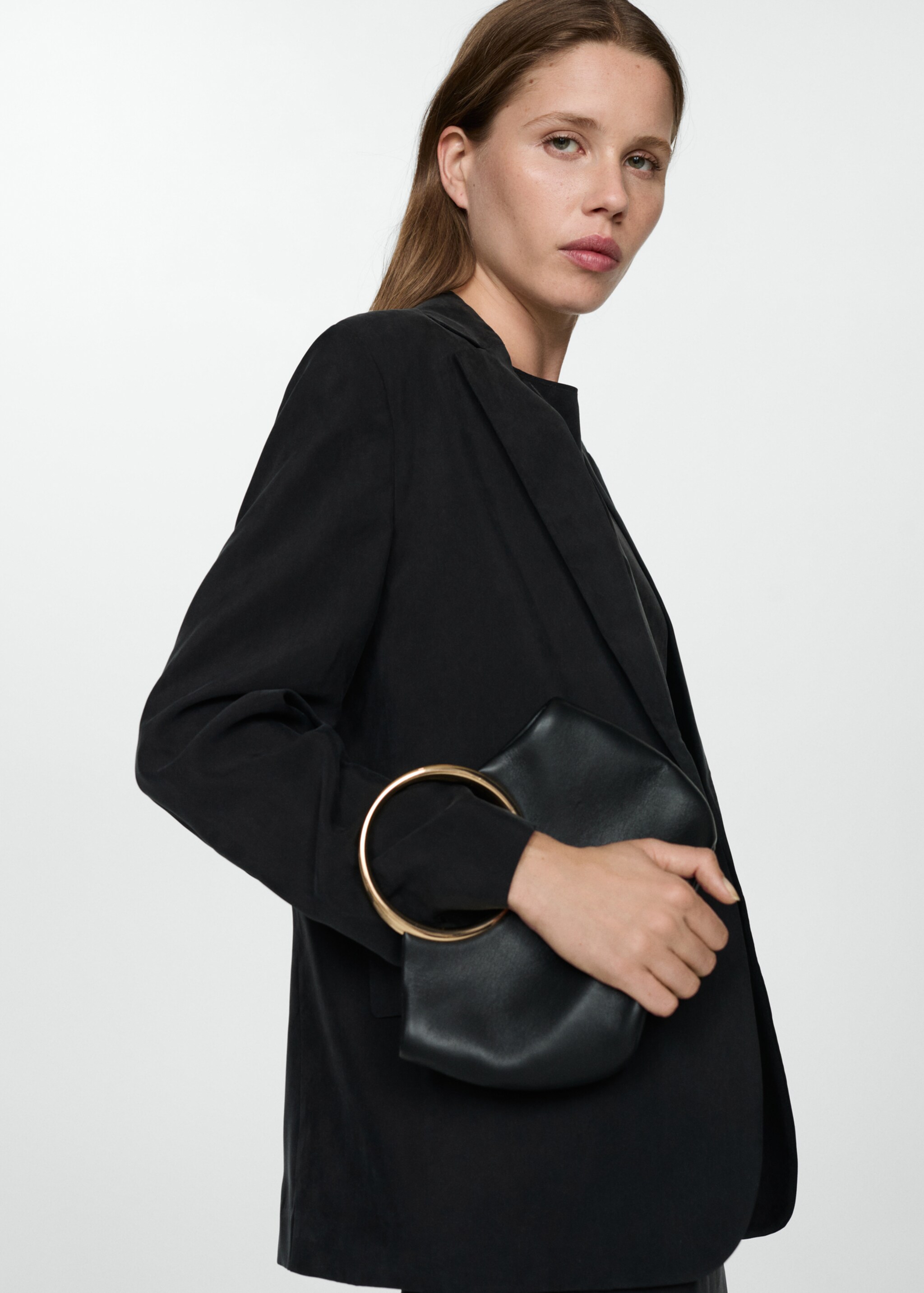 Veste cupro droite - Plan moyen, Noir. Ref: 77054025-00.