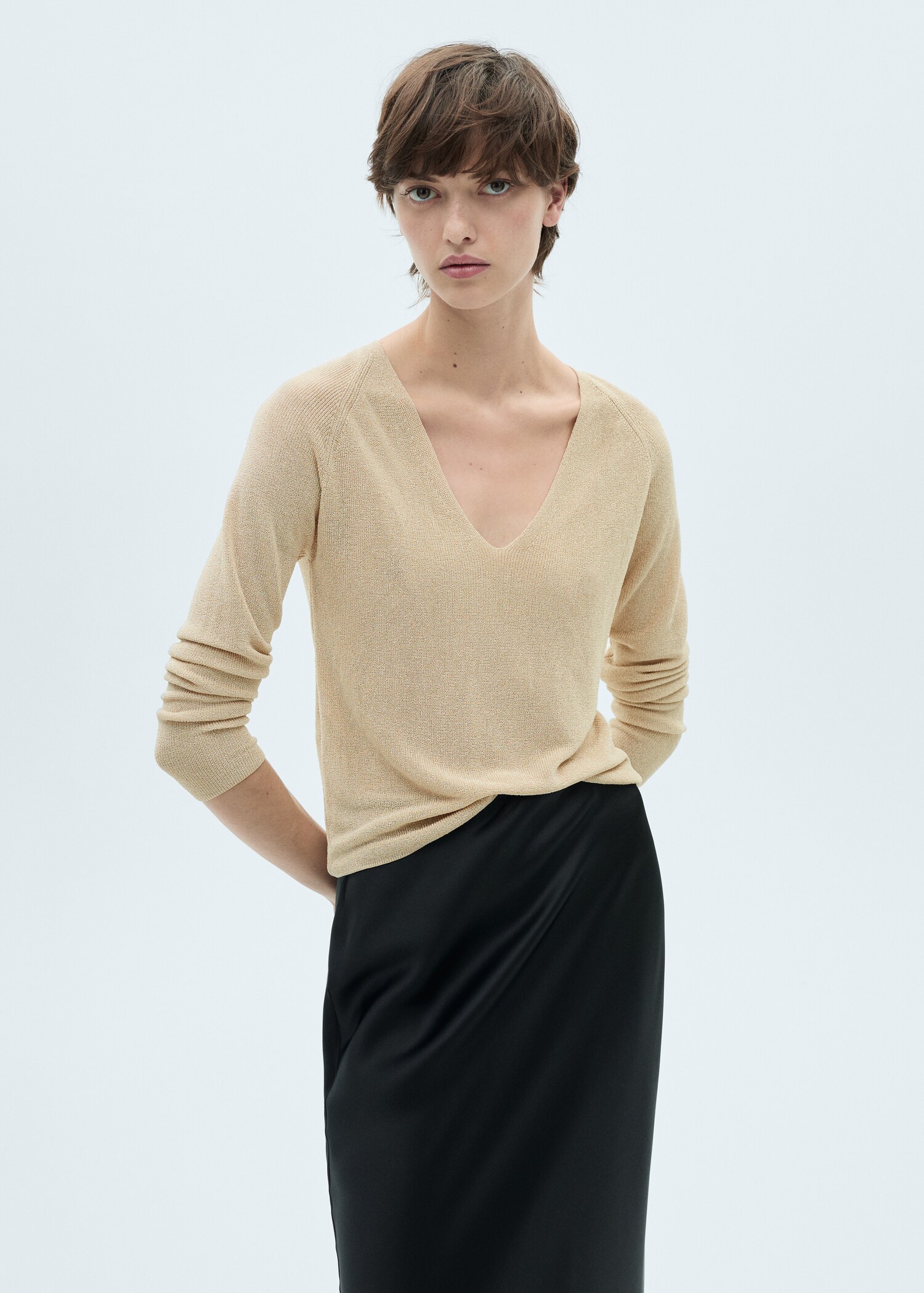 Pull-over Lurex col V - Plan moyen