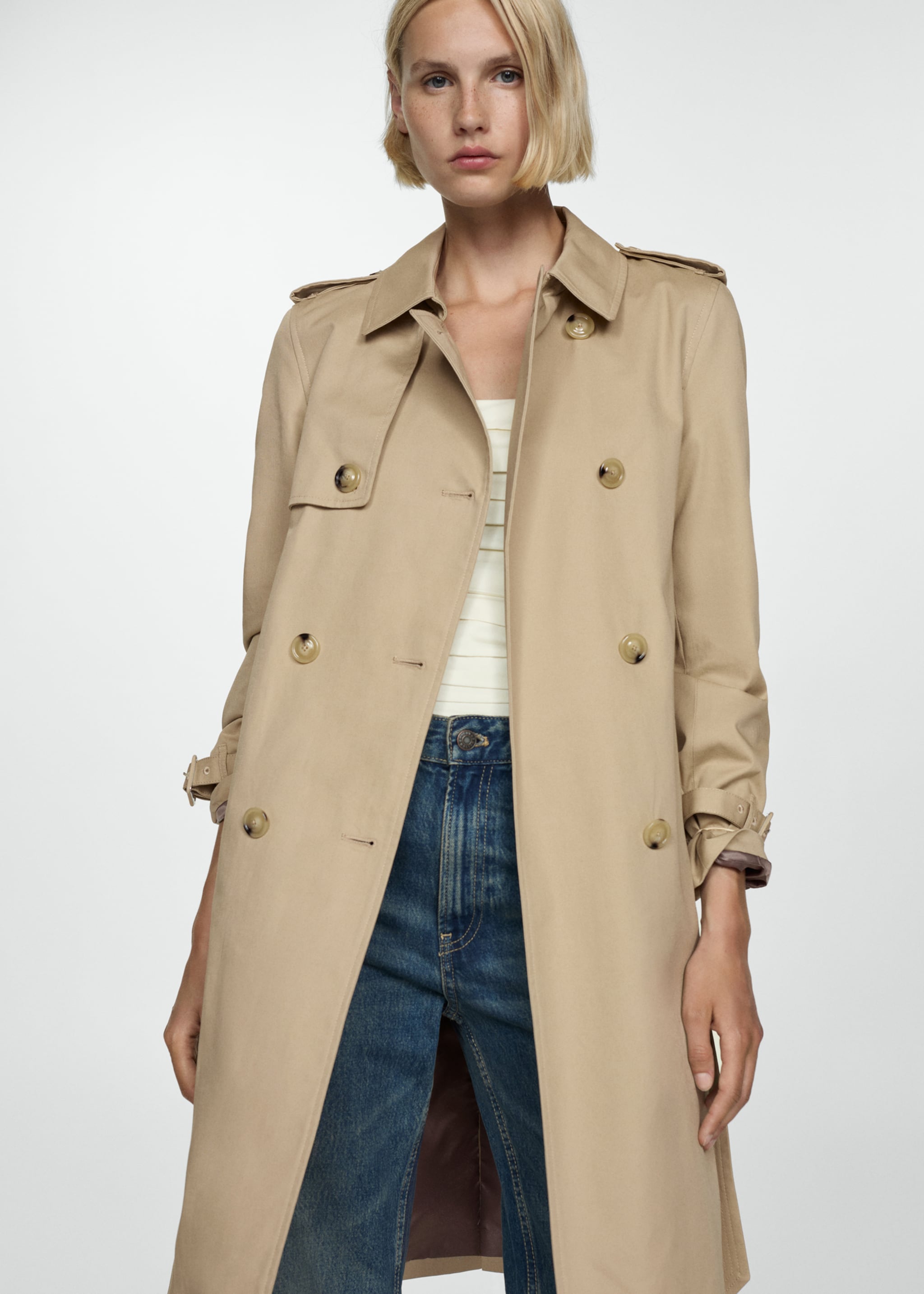 Classic trench coat with belt - Medium plane, Beige. Ref: 77054028-00.