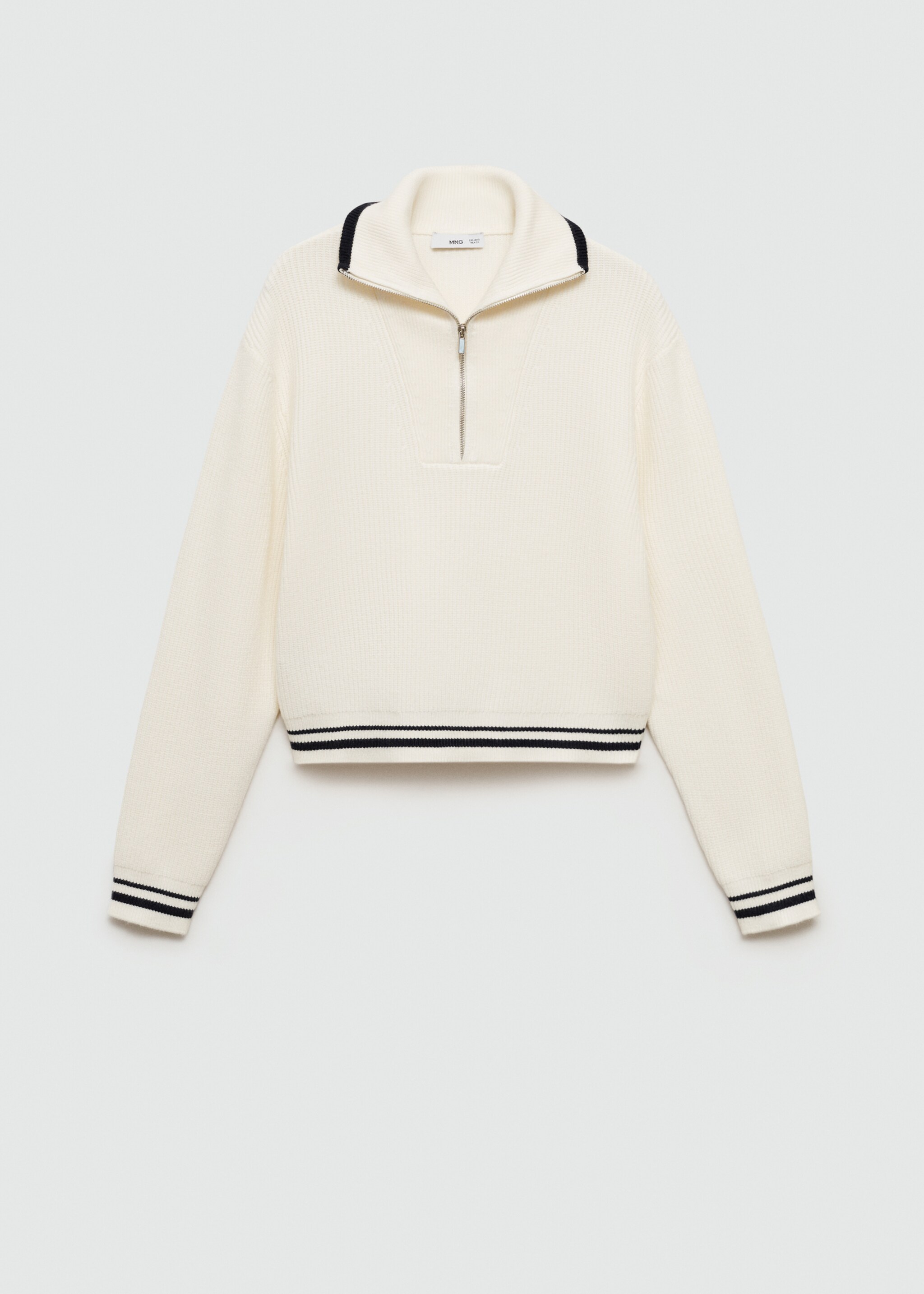 Striped sweater with zip - Article without model, Ecru. Ref: 77054031-00.