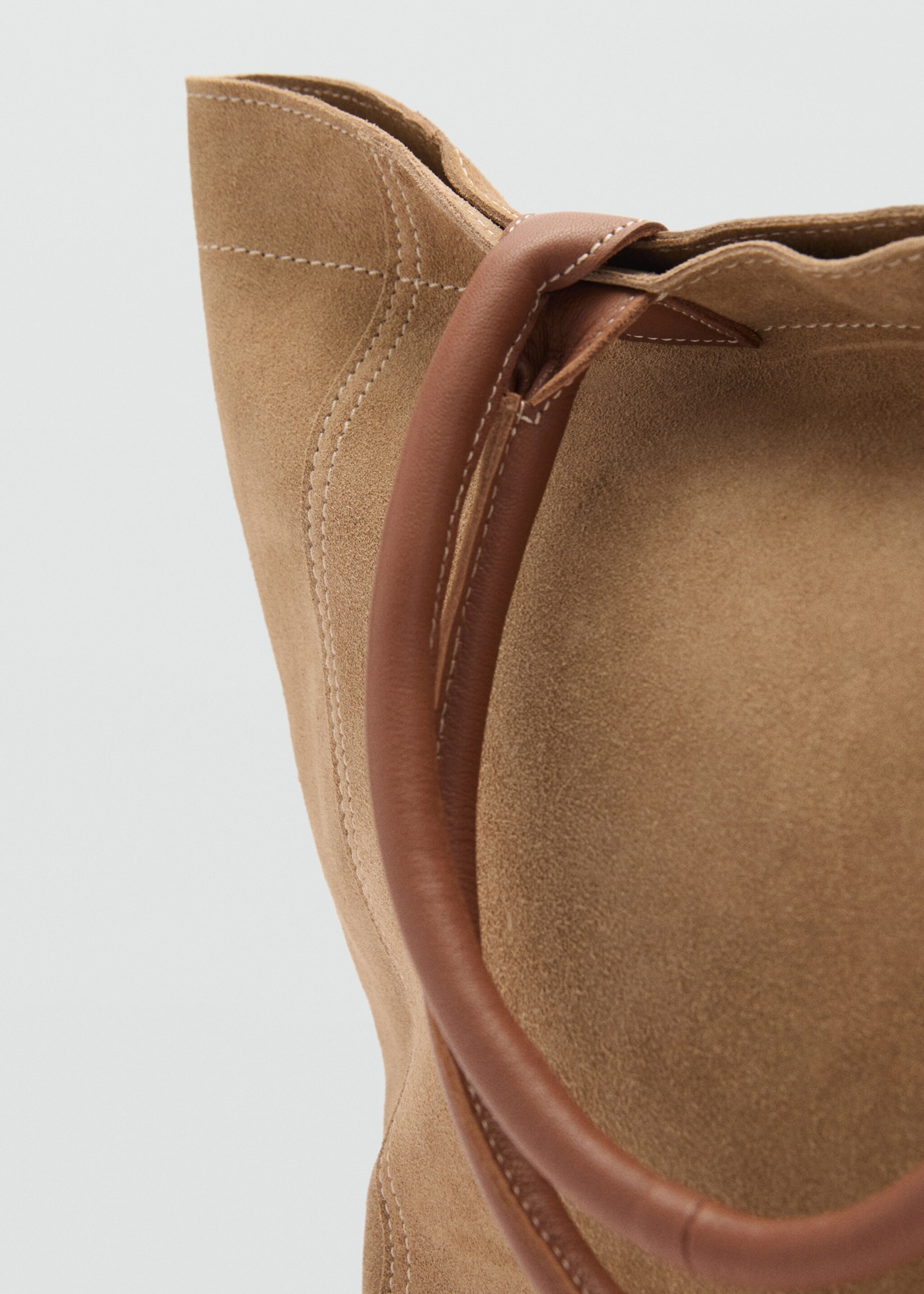 Leather shopper bag - Details of the article 1, Medium Brown. Ref: 77054050-00.