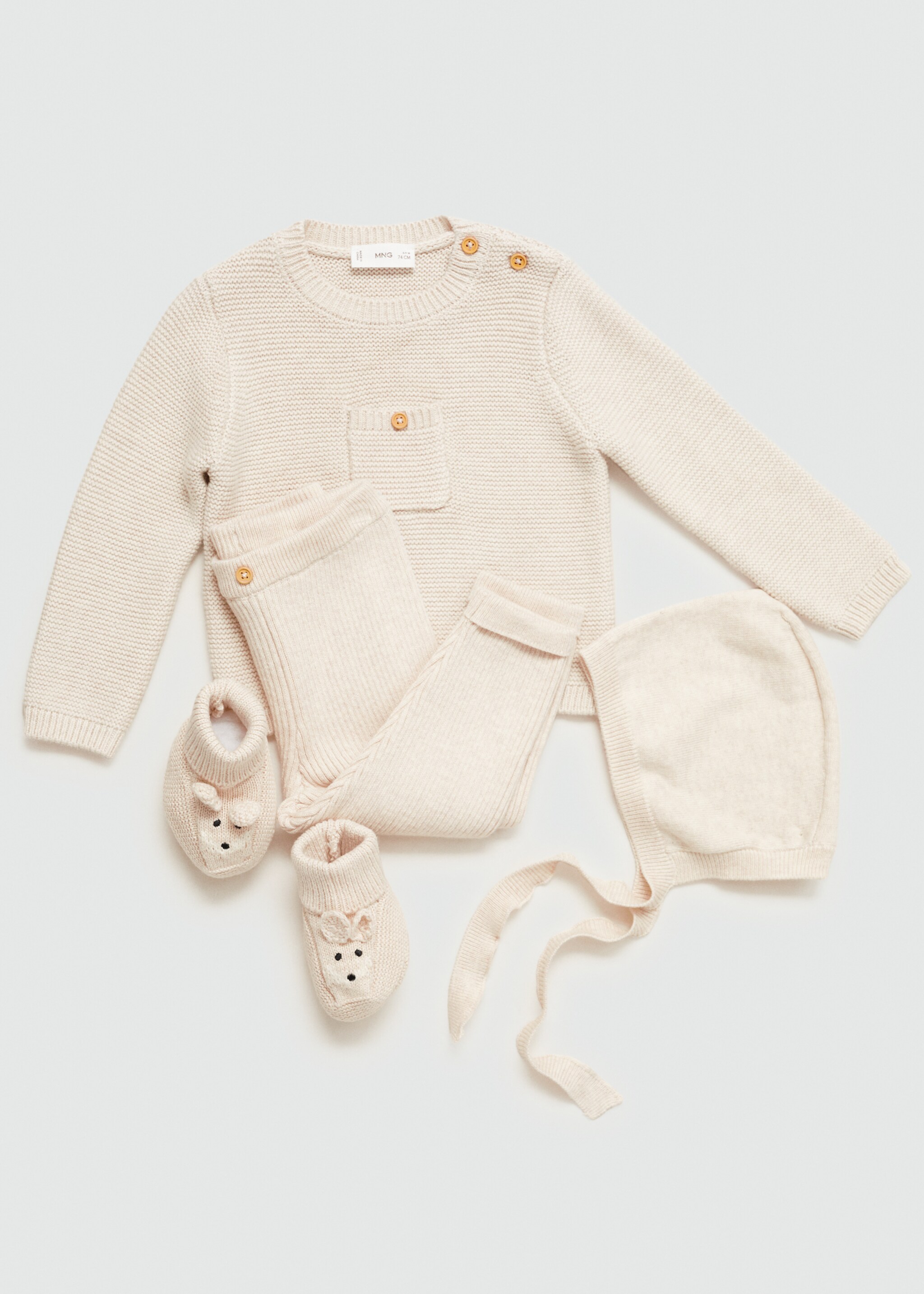 Cotton ribbed leggings - Details of the article 0, Sand. Ref: 77054054-00.