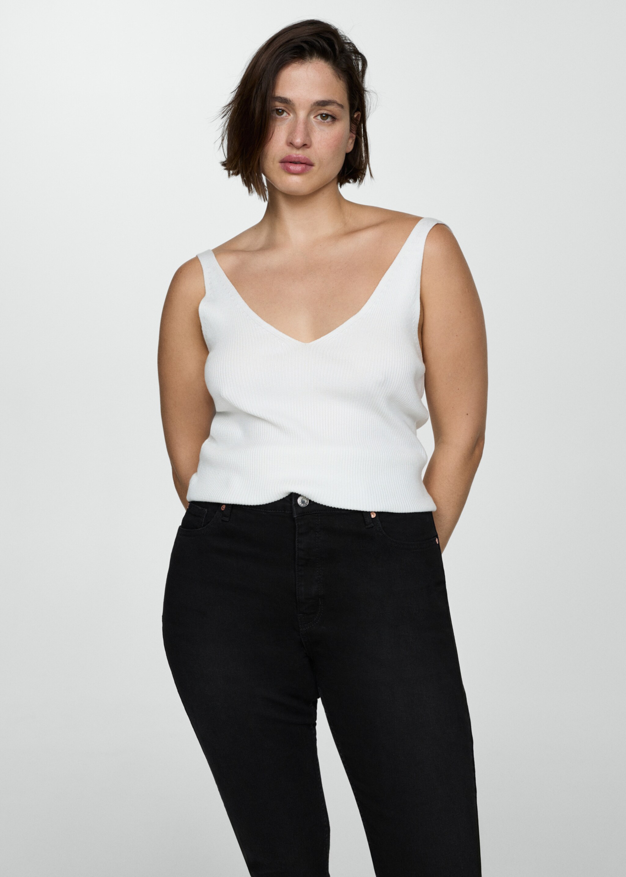 Texans skinny tir alt - Detall de l'article 5, Black denim. Ref: 77054059-00.