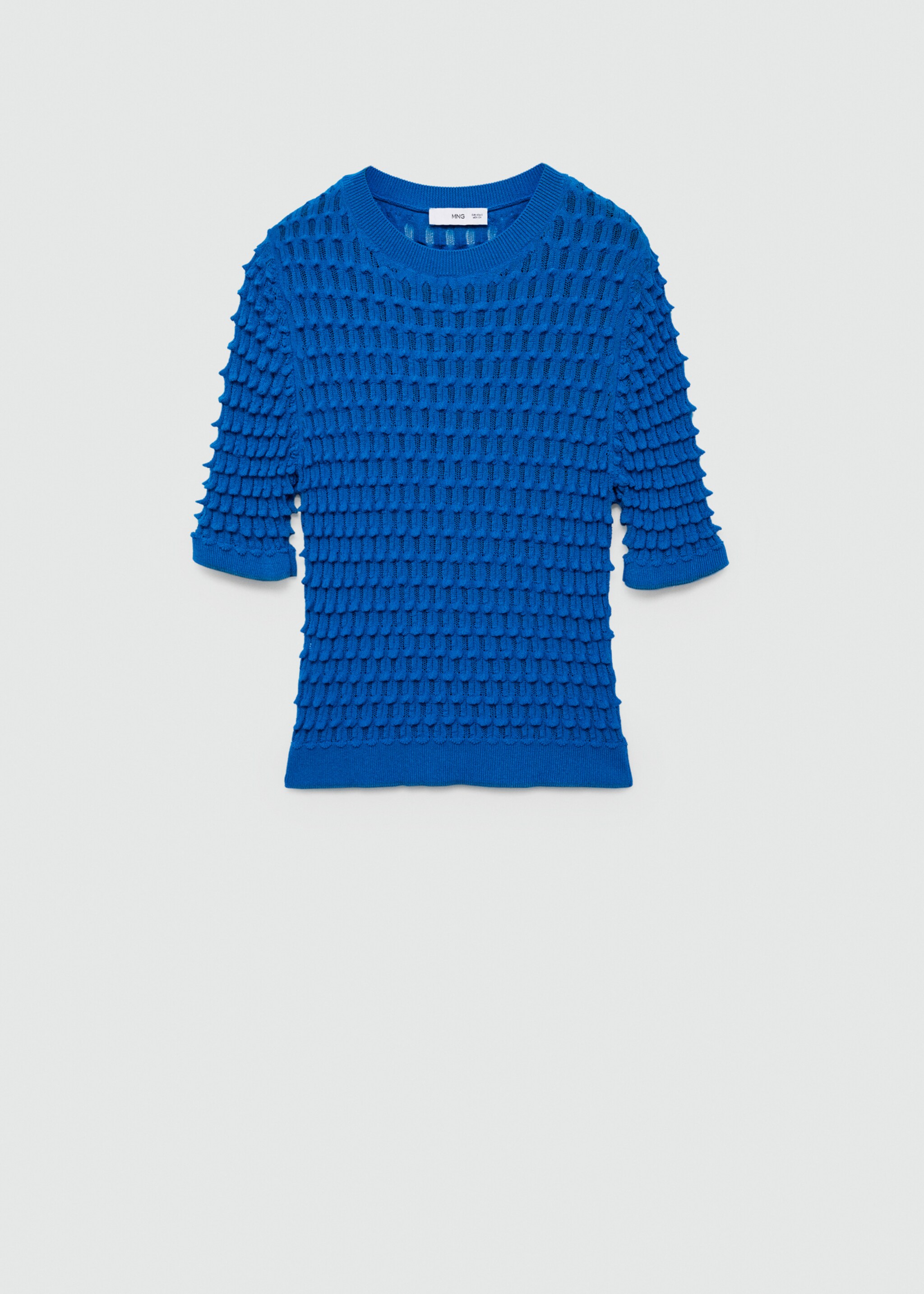 Short sleeve textured sweater - Article without model, Vibrant blue. Ref: 77054061-00.